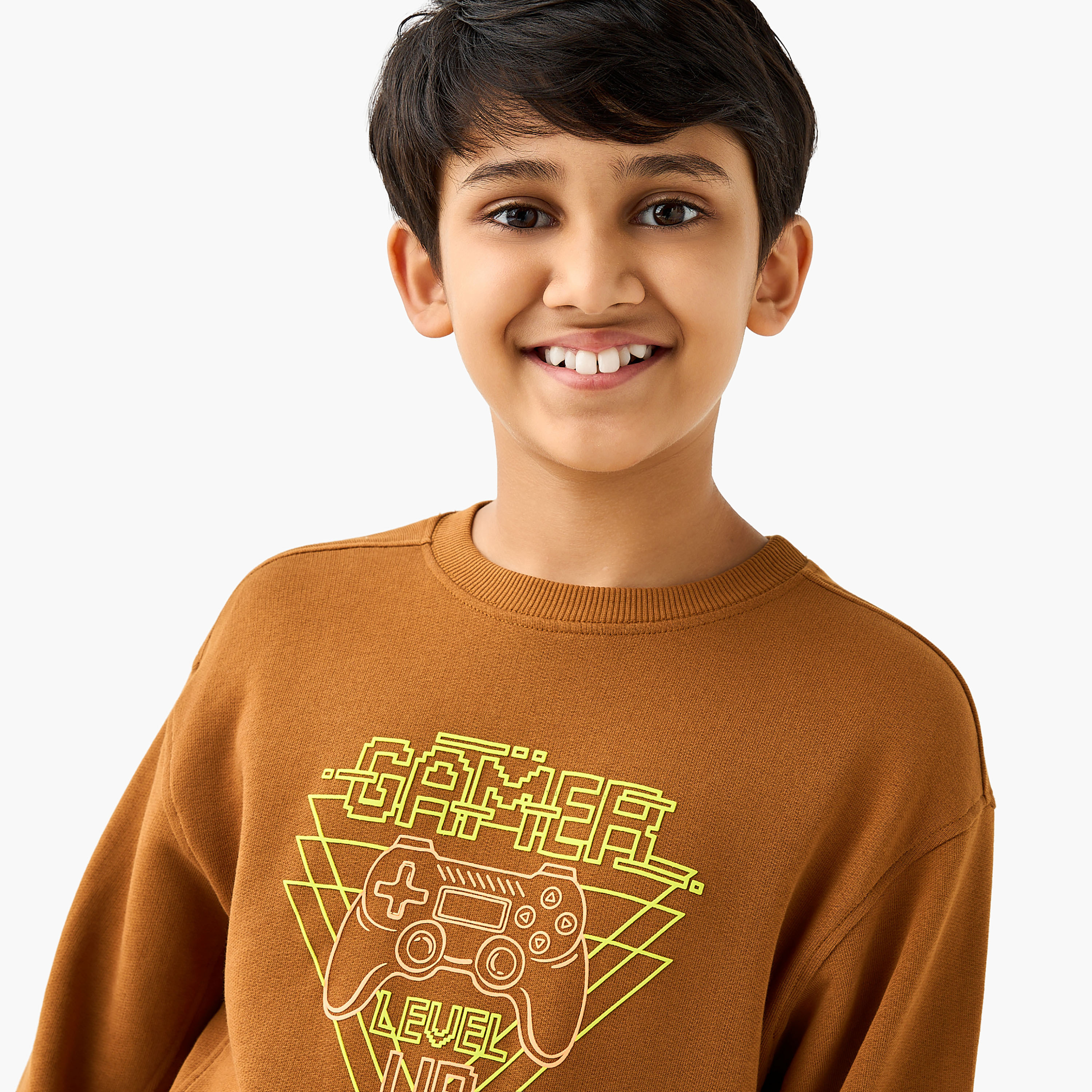 Juniors Gamer Print Sweatshirt with Long Sleeves-boys-clothing-sweatshirts-image-4