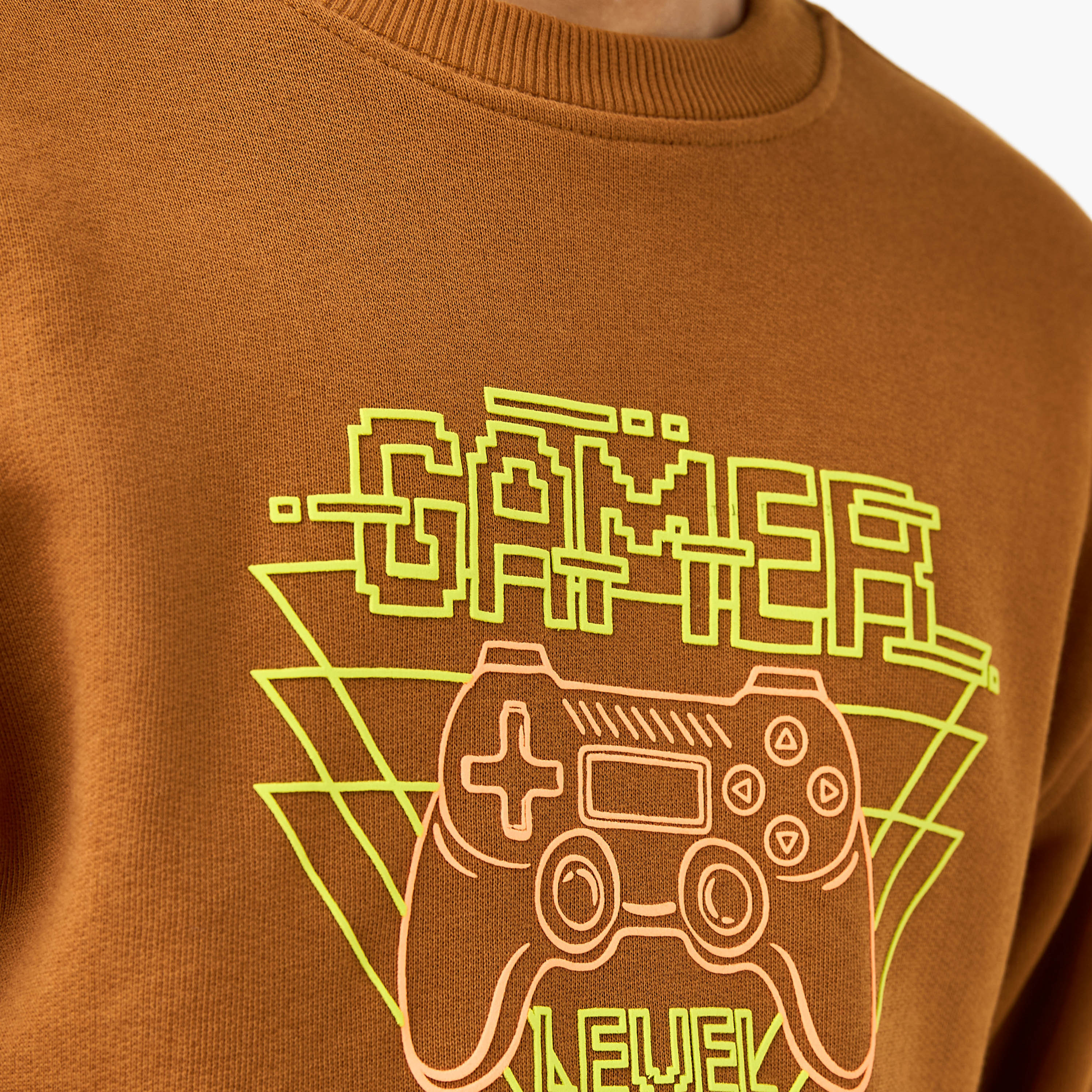 Juniors Gamer Print Sweatshirt with Long Sleeves-boys-clothing-sweatshirts-image-5