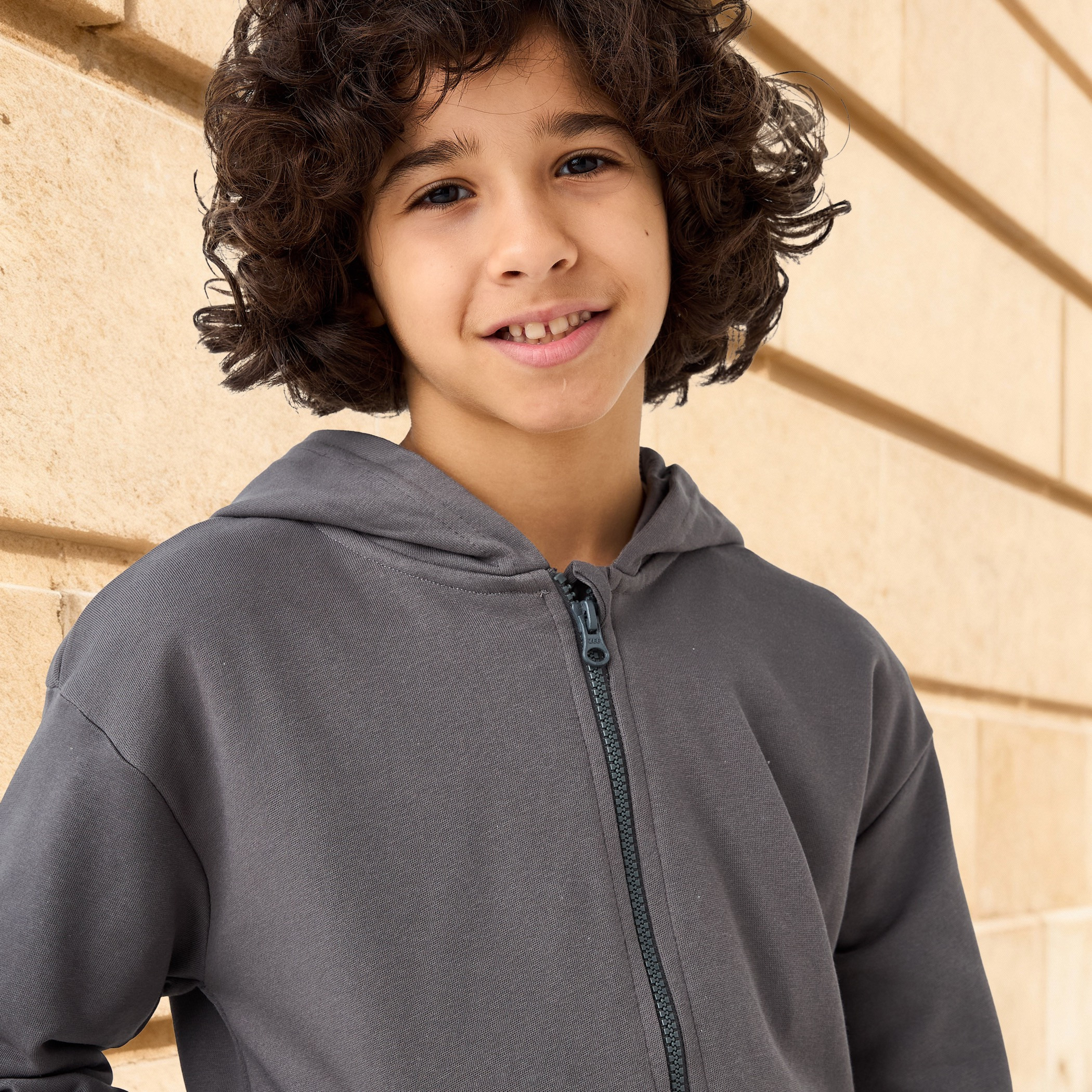 Juniors Solid Hooded Jacket with Zip Closure-boys-clothing-jacketsandcoats-image-3