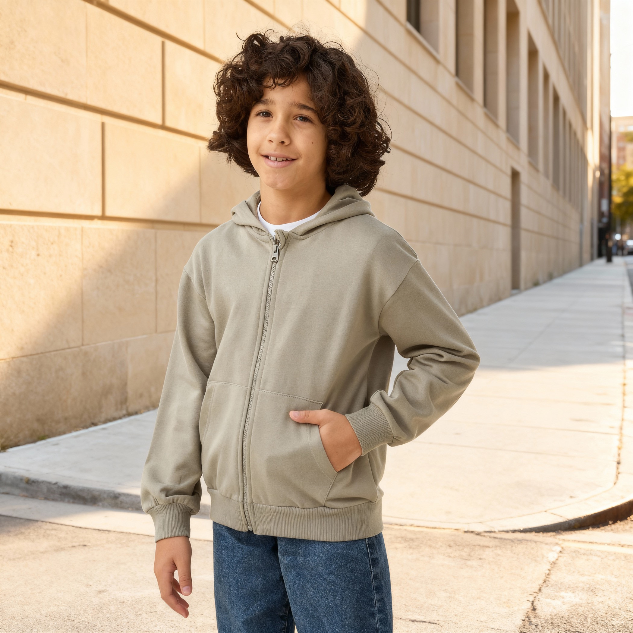 جاكيت سادة بقبعة مع سحاب إغلاق من جونيورز-boys-clothing-jacketsandcoats-image-5