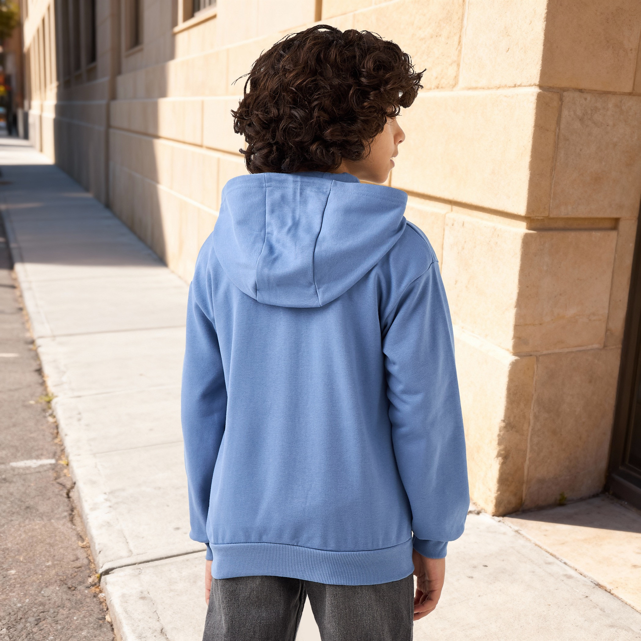 Juniors Solid Hooded Jacket with Zip Closure-boys-clothing-jacketsandcoats-image-3