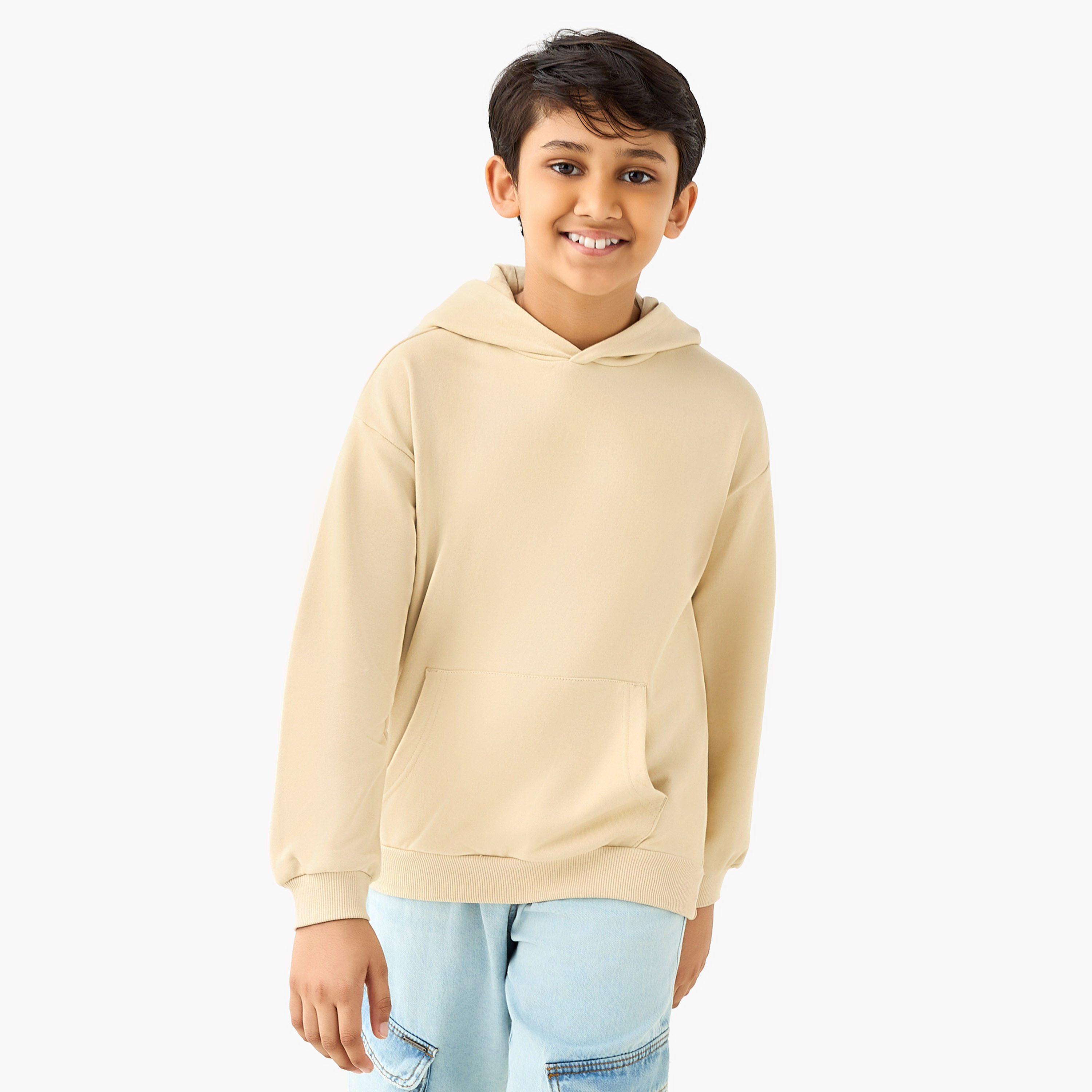 سويت شيرت سادة بقبعة وأكمام طويلة من جونيورز-boys-clothing-sweatshirts-image-5