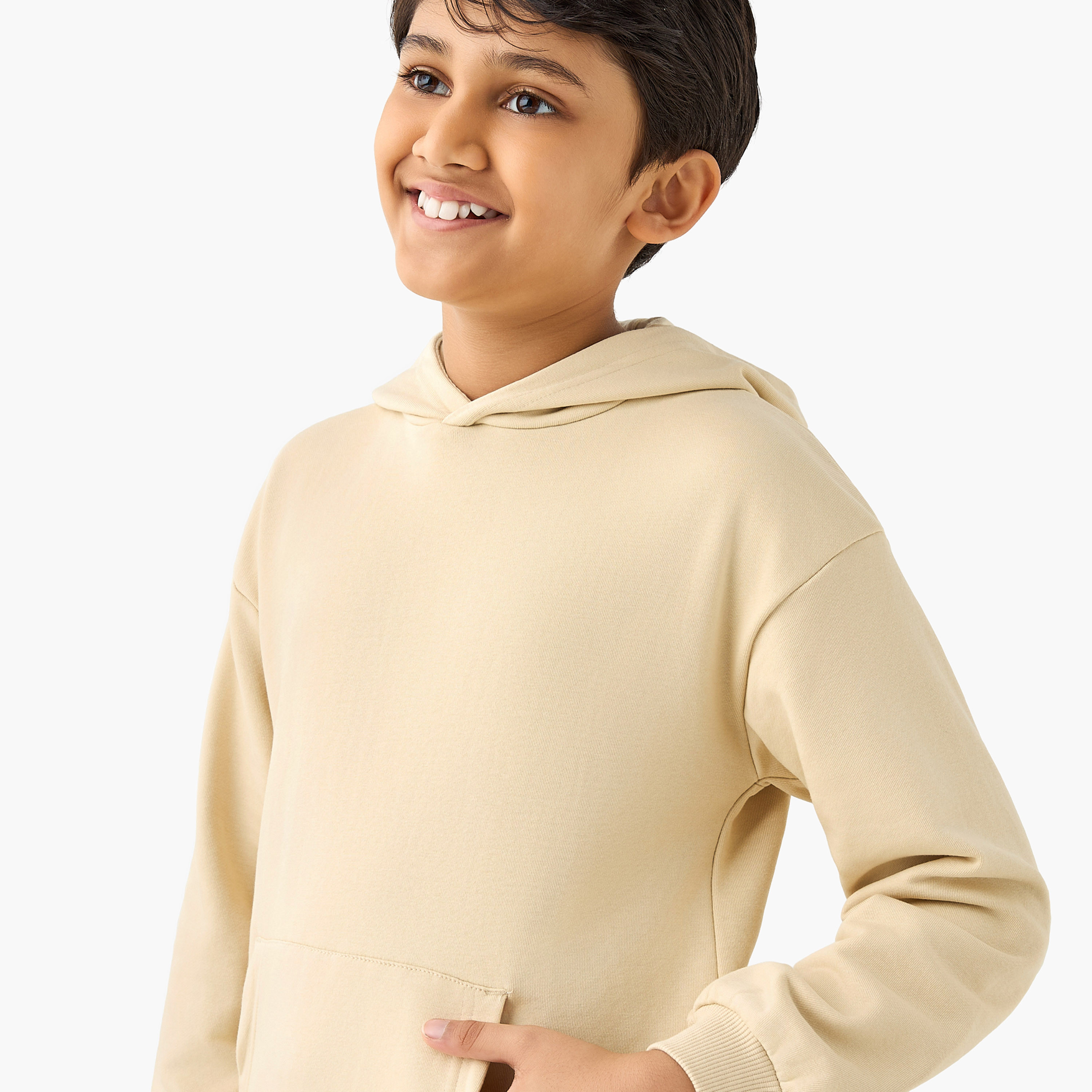 سويت شيرت سادة بقبعة وأكمام طويلة من جونيورز-boys-clothing-sweatshirts-image-2