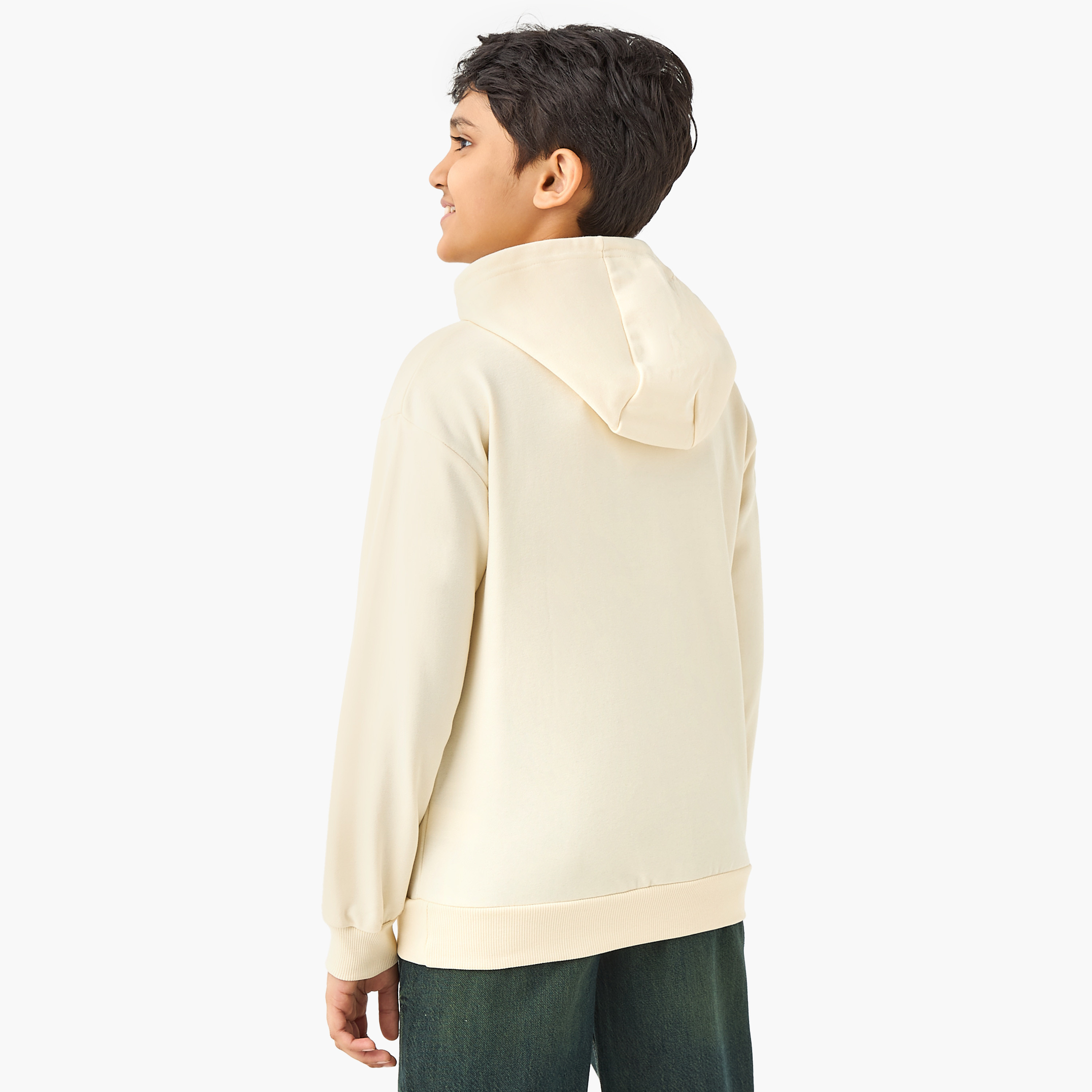 Juniors Solid Hooded Sweatshirt with Long Sleeves-boys-clothing-sweatshirts-image-3