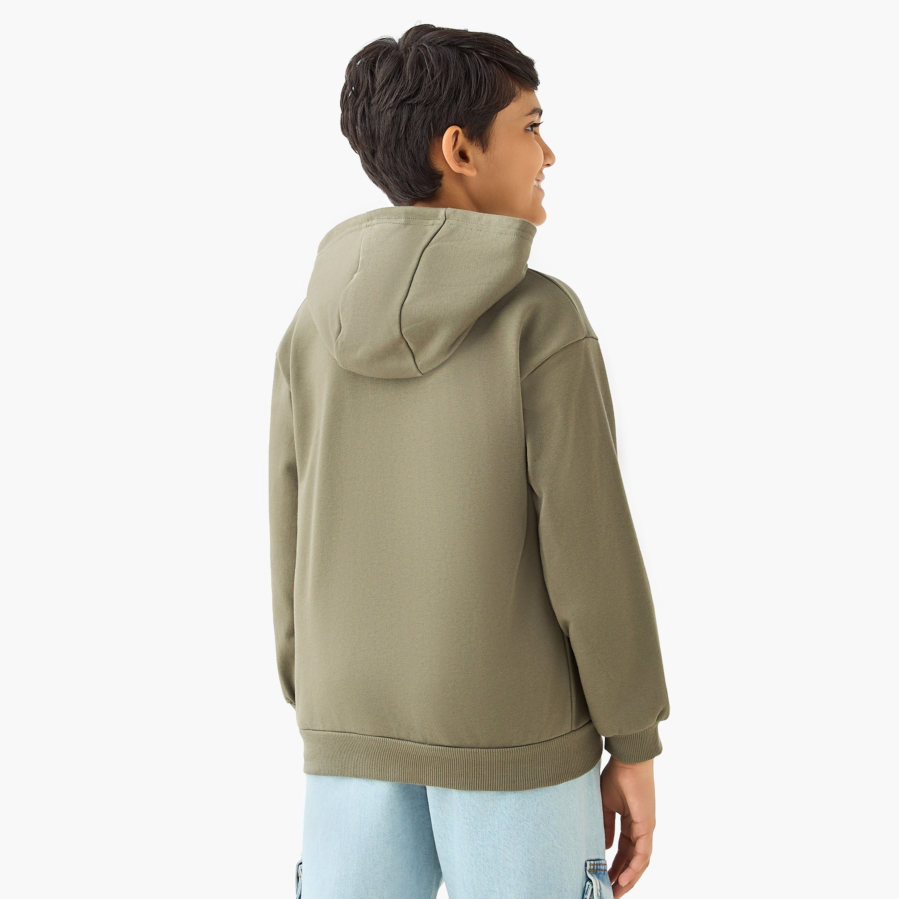 Juniors Solid Hooded Sweatshirt with Long Sleeves-boys-clothing-sweatshirts-image-3