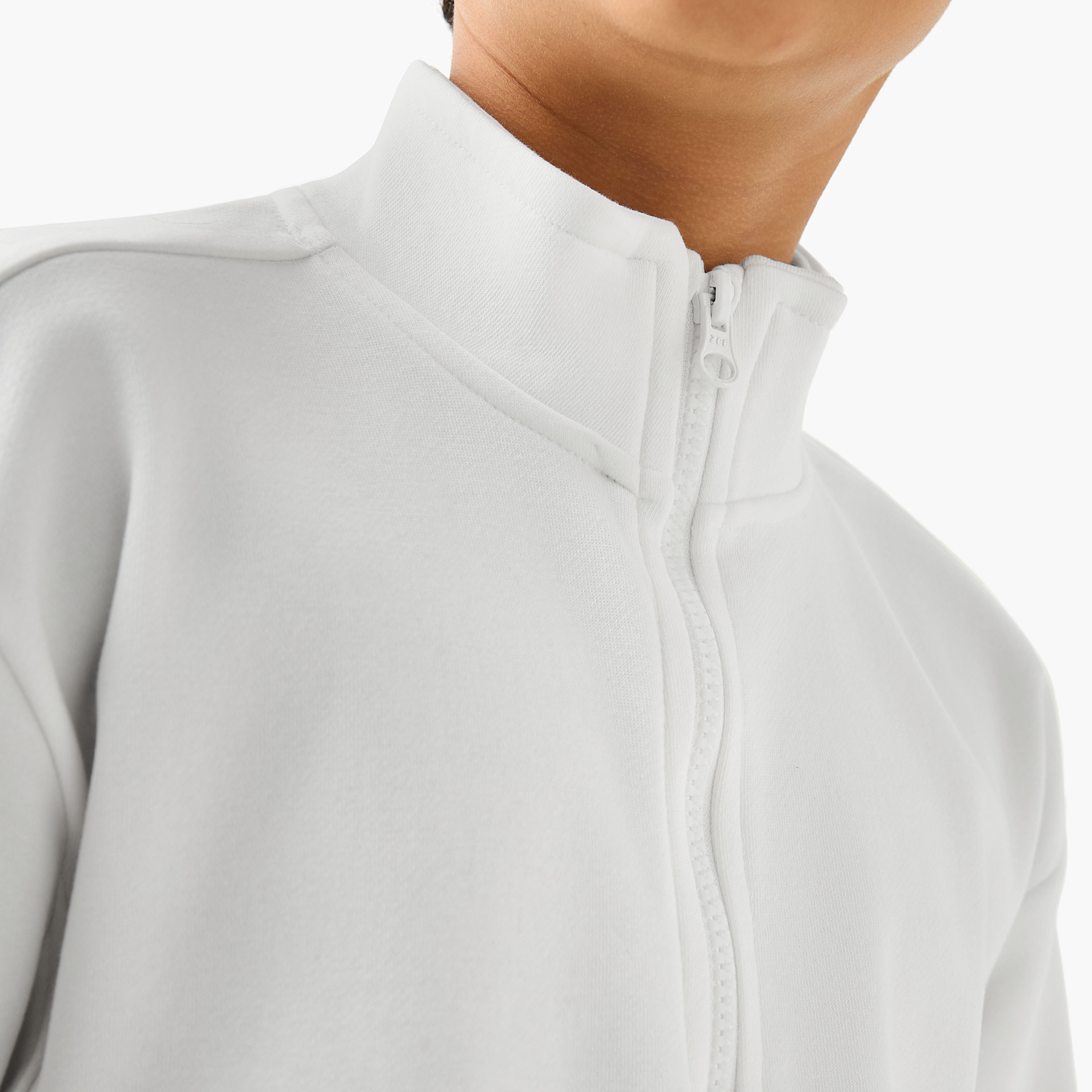 Juniors Solid High Neck Sweatshirt with Zip Closure-boys-clothing-sweatshirts-image-5