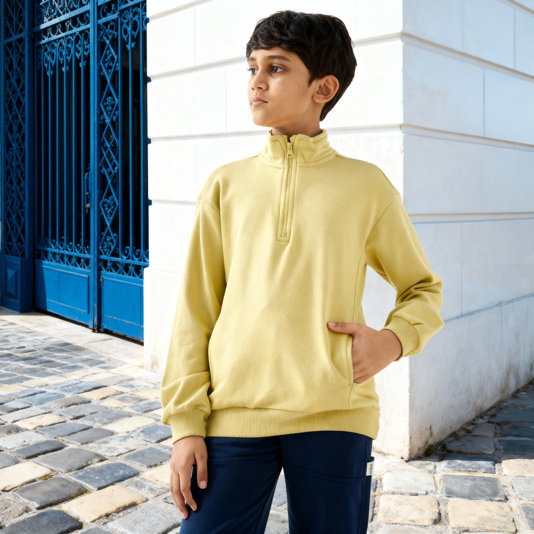 سويت شيرت سادة بأكمام طويلة وسحاب إغلاق من جونيورز-boys-clothing-sweatshirts-image-5