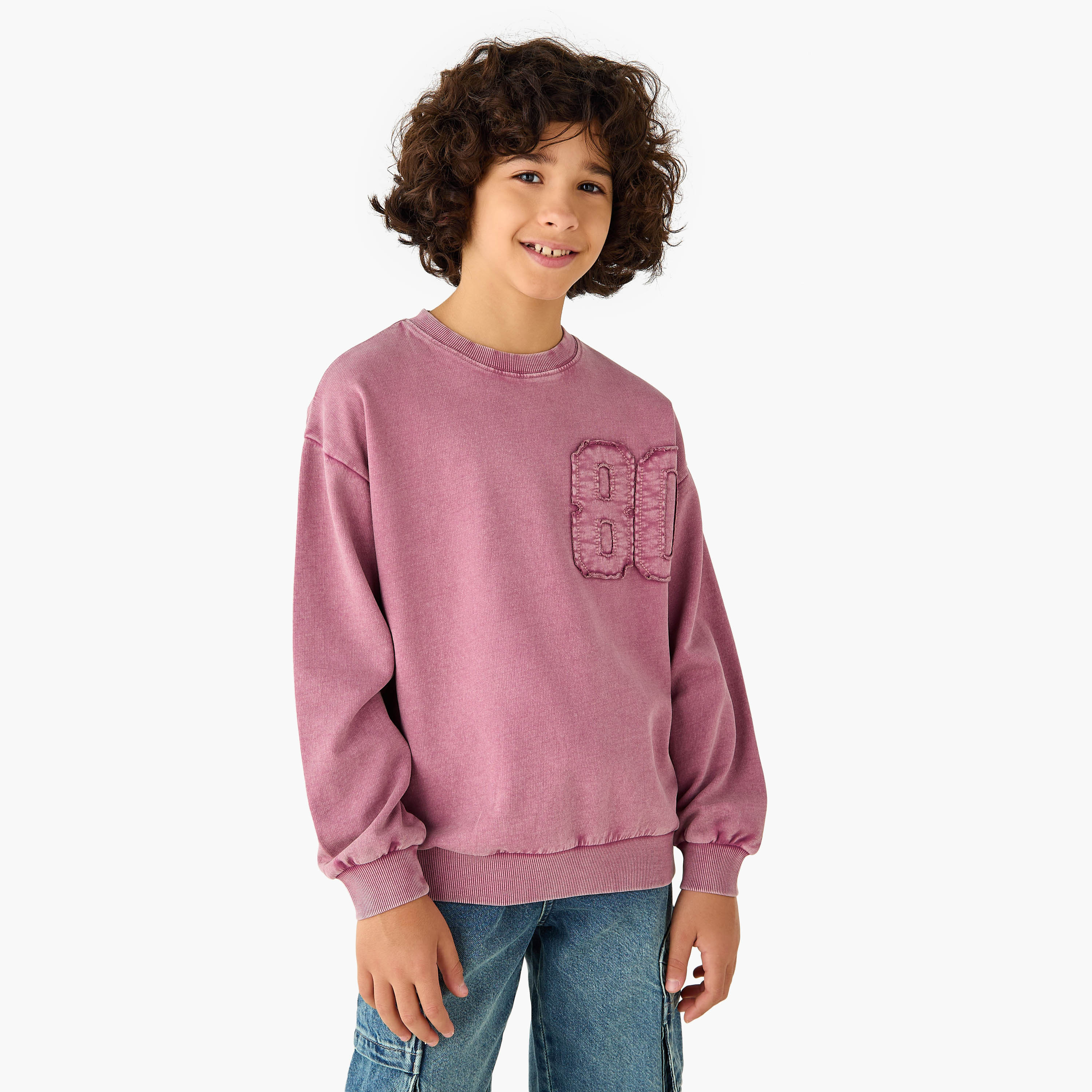Juniors Number Applique Sweatshirt with Long Sleeves-boys-clothing-sweatshirts-image-1