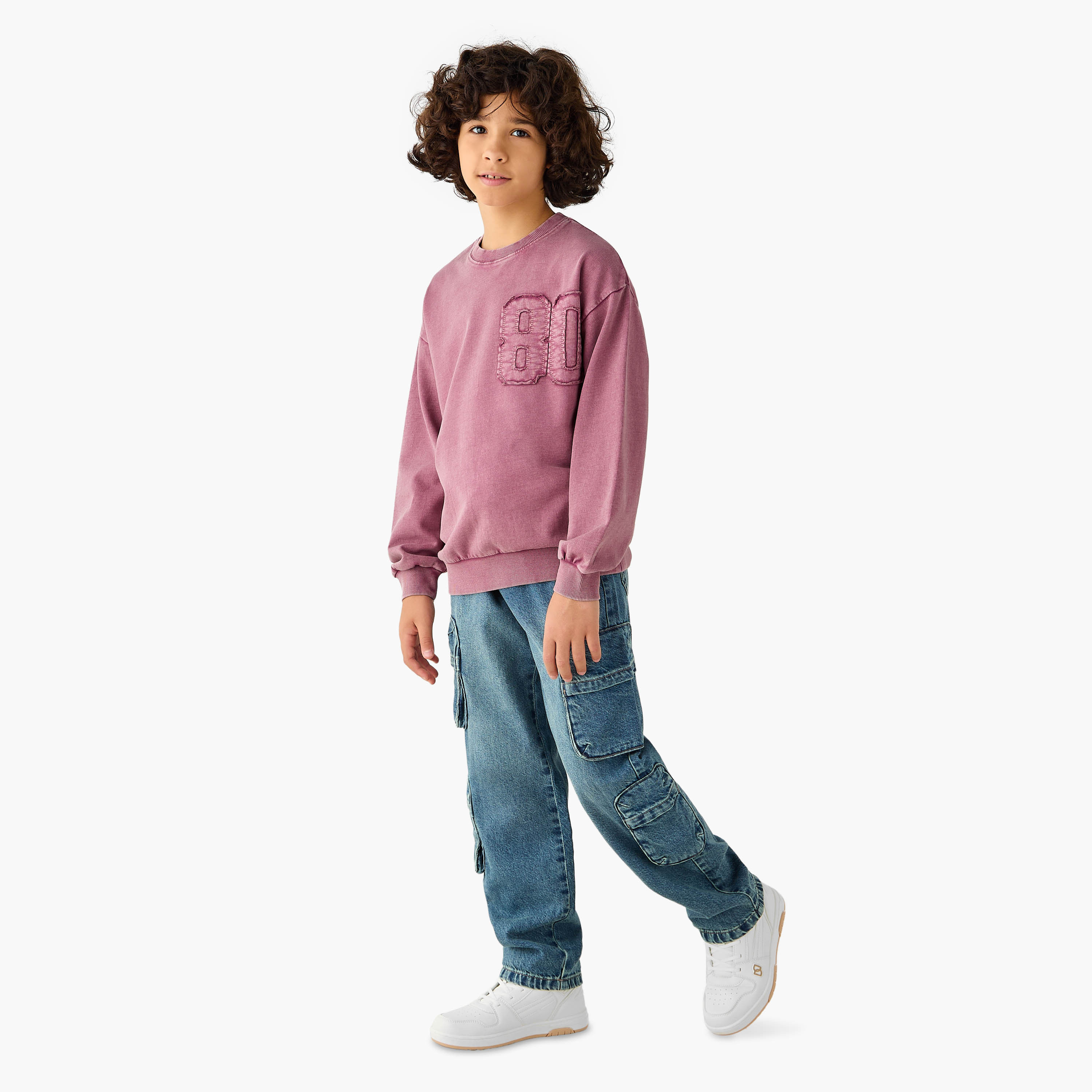 Juniors Number Applique Sweatshirt with Long Sleeves-boys-clothing-sweatshirts-image-2