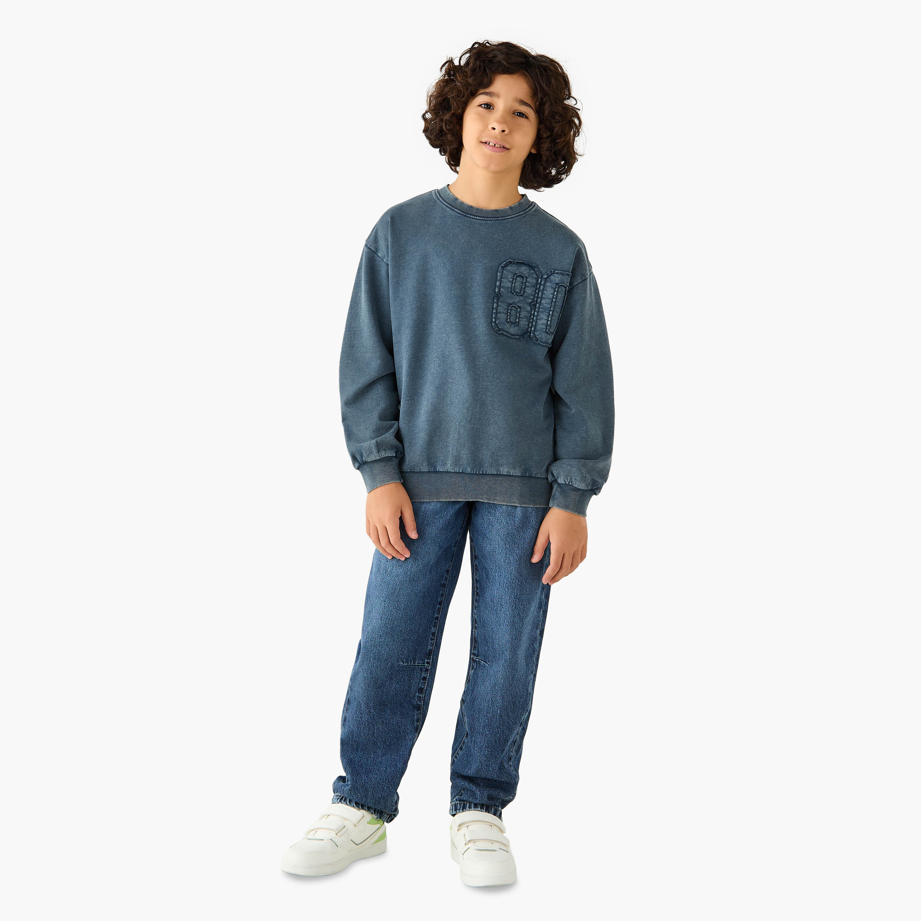 Juniors Number Applique Sweatshirt with Long Sleeves-boys-clothing-sweatshirts-image-2