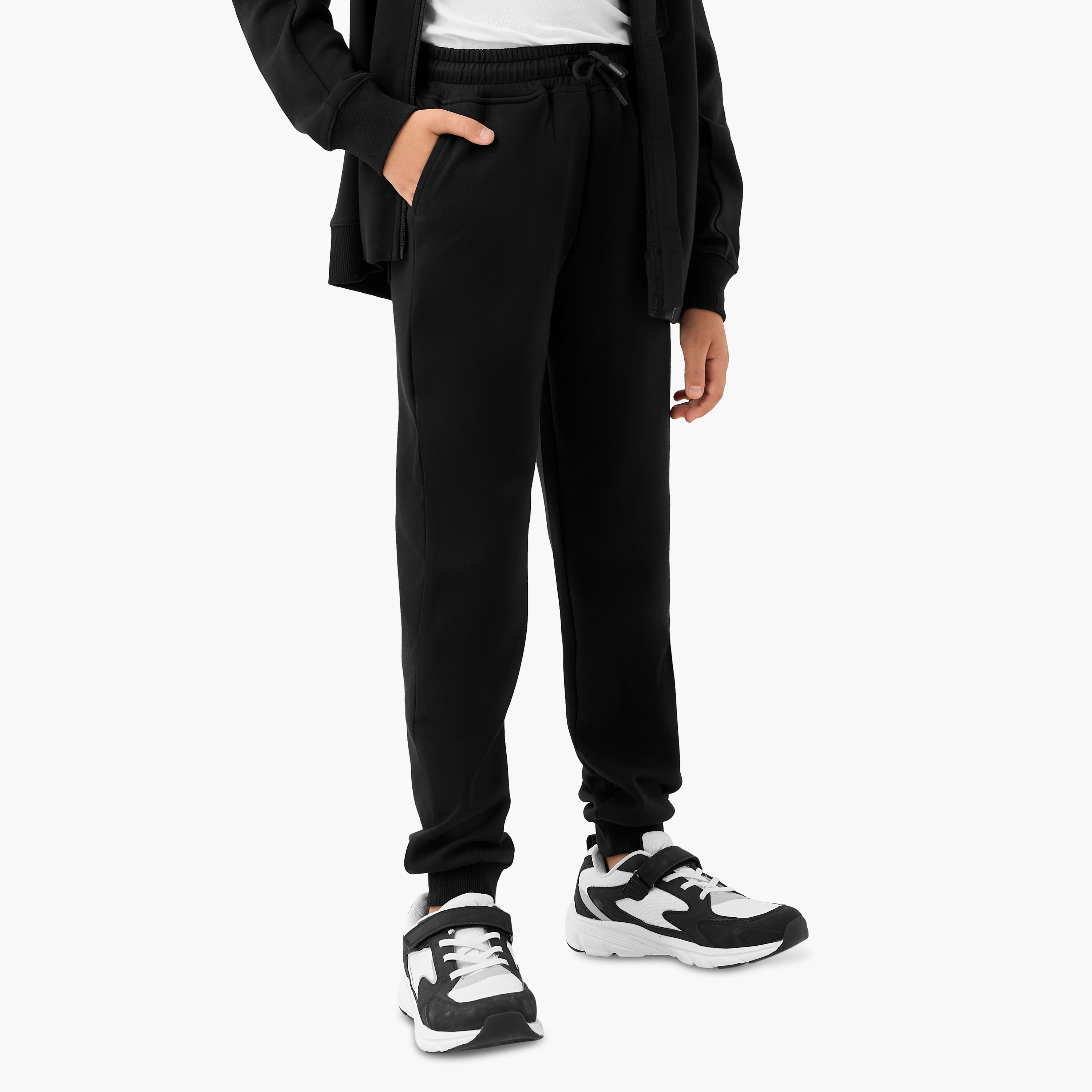 Juniors Solid Zip Through Hoodie and Joggers Set-boys-clothing-setsandcoords-image-3