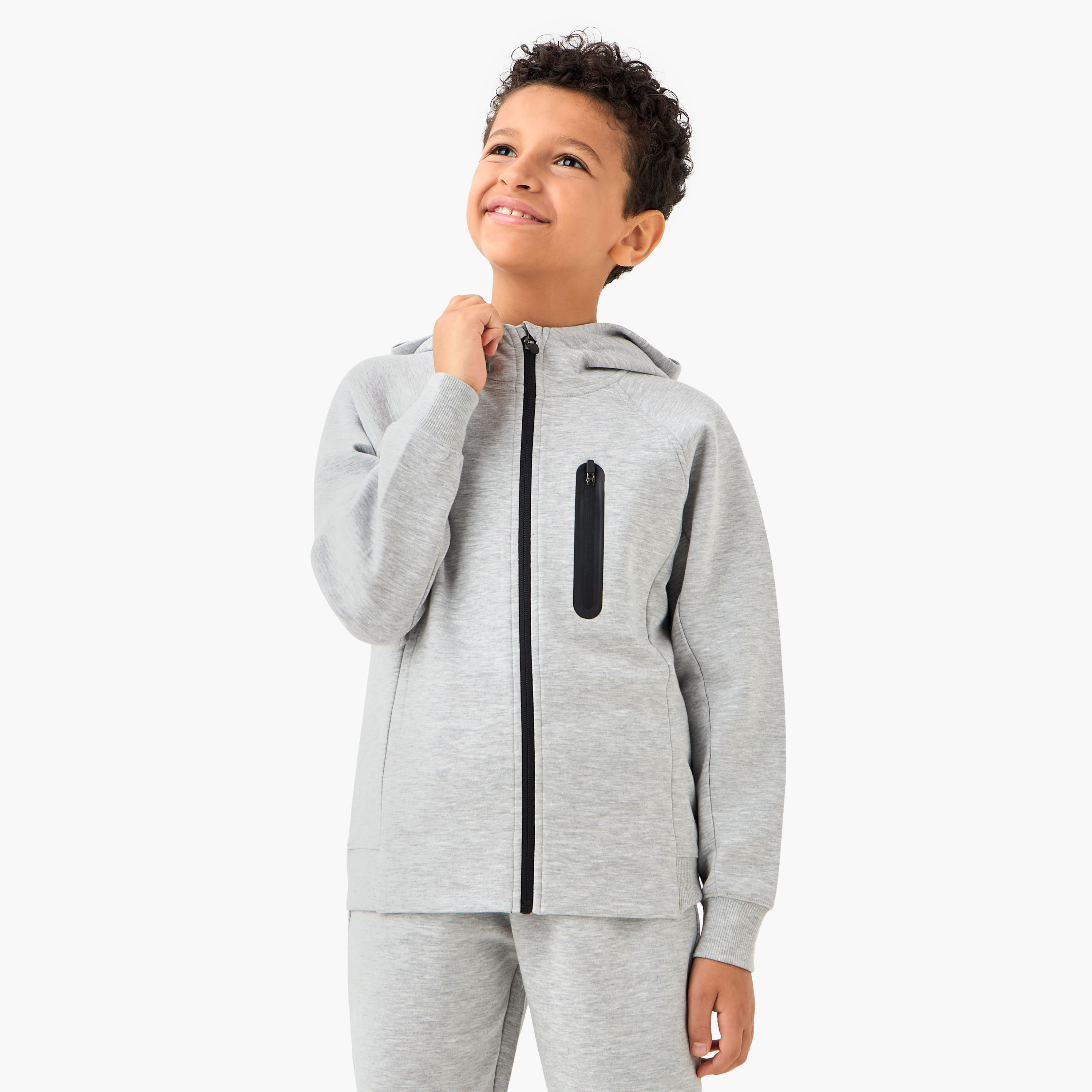 Juniors Solid Zip Through Hoodie and Joggers Set-boys-clothing-setsandcoords-image-2