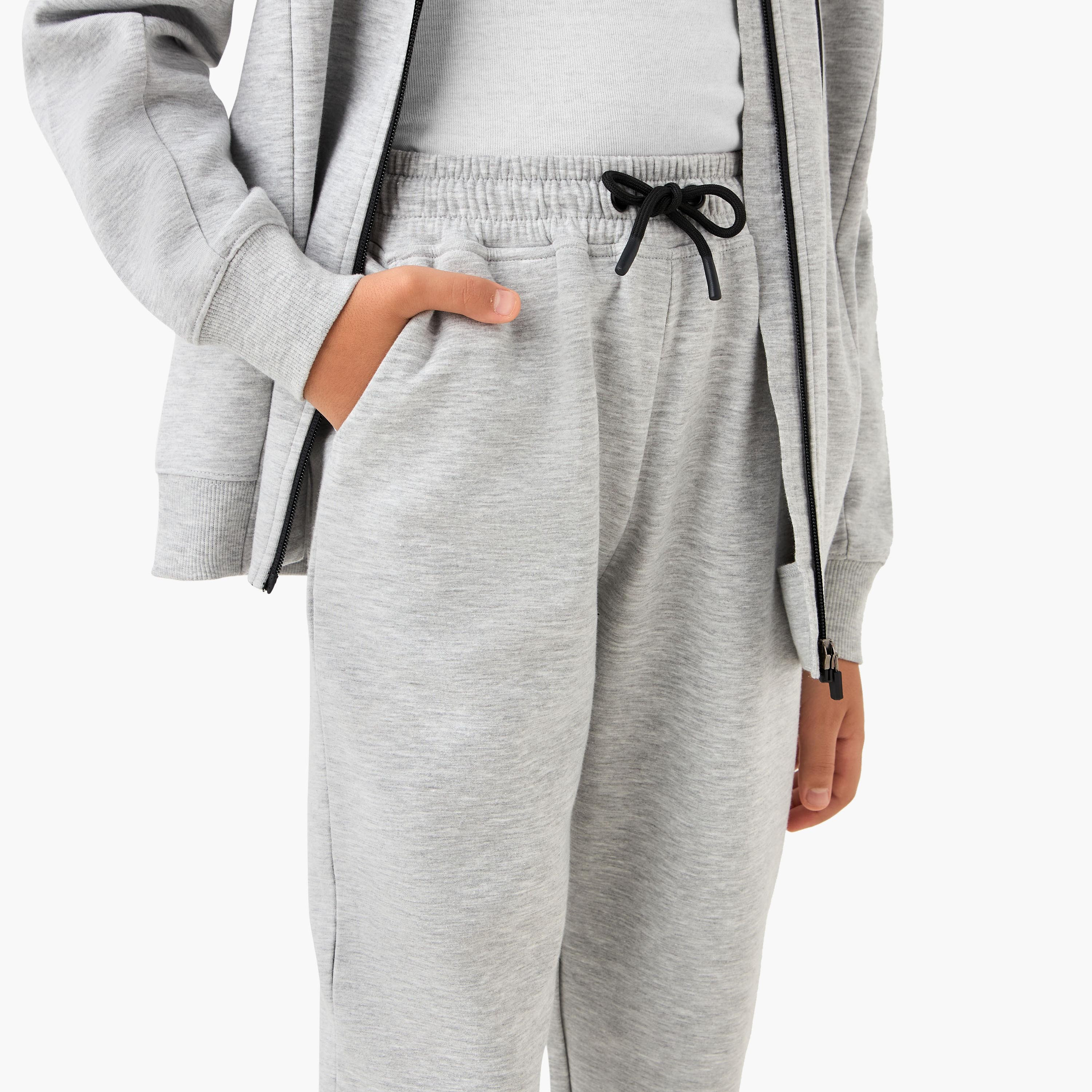 Juniors Solid Zip Through Hoodie and Joggers Set-boys-clothing-setsandcoords-image-5