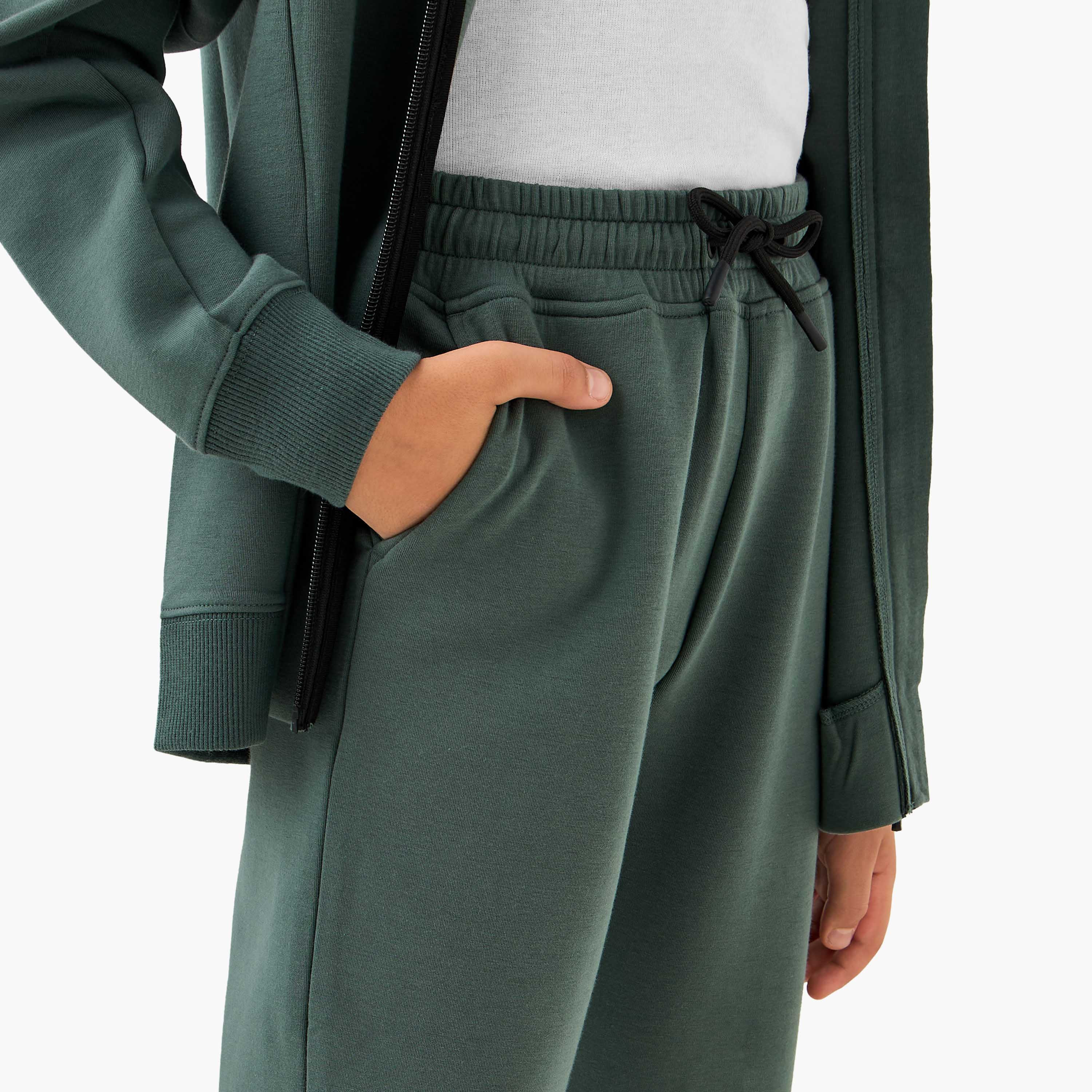 Juniors Solid Zip Through Hoodie and Joggers Set-boys-clothing-setsandcoords-image-5