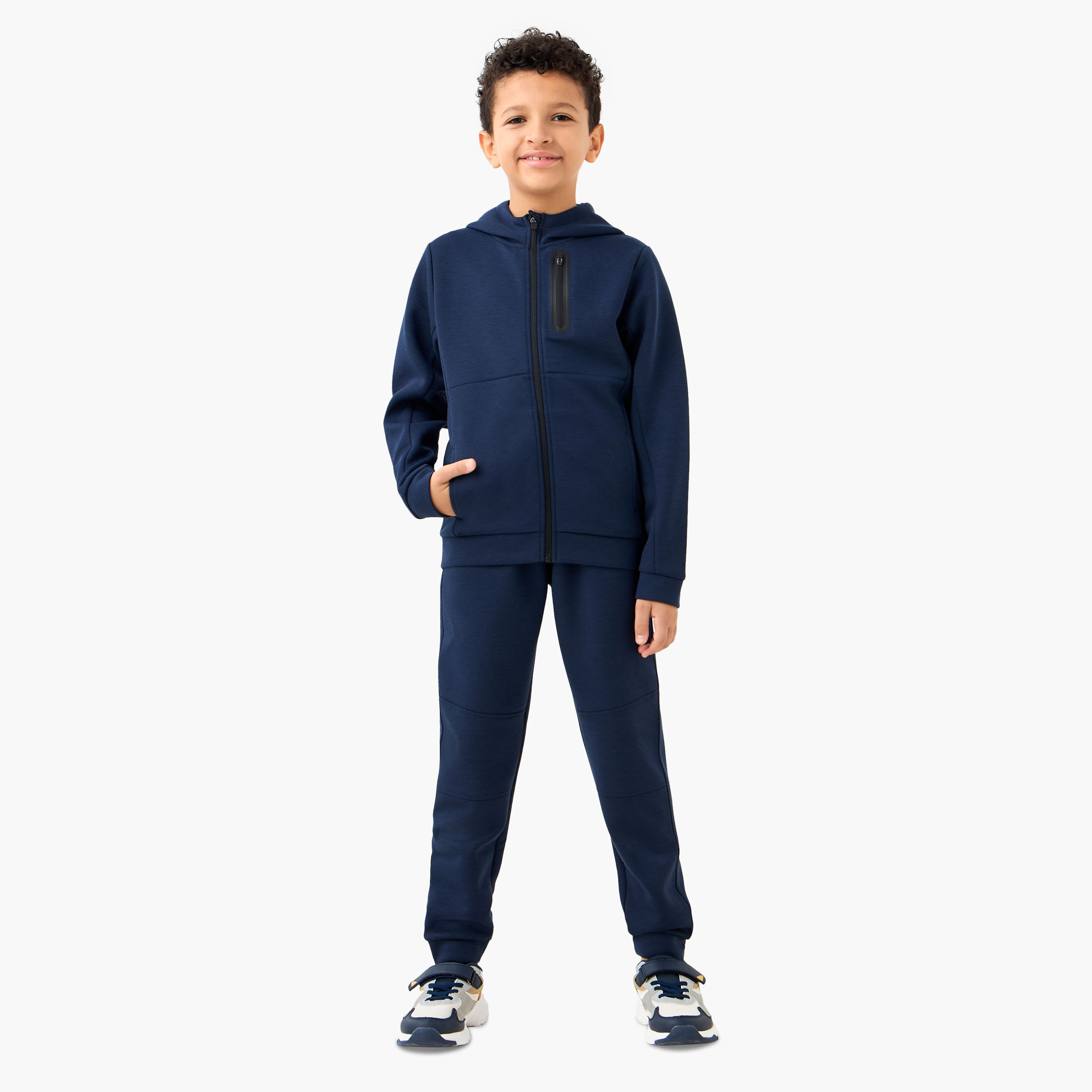 Juniors Textured Hooded Sweatshirt and Joggers Set-boys-clothing-setsandcoords-image-1