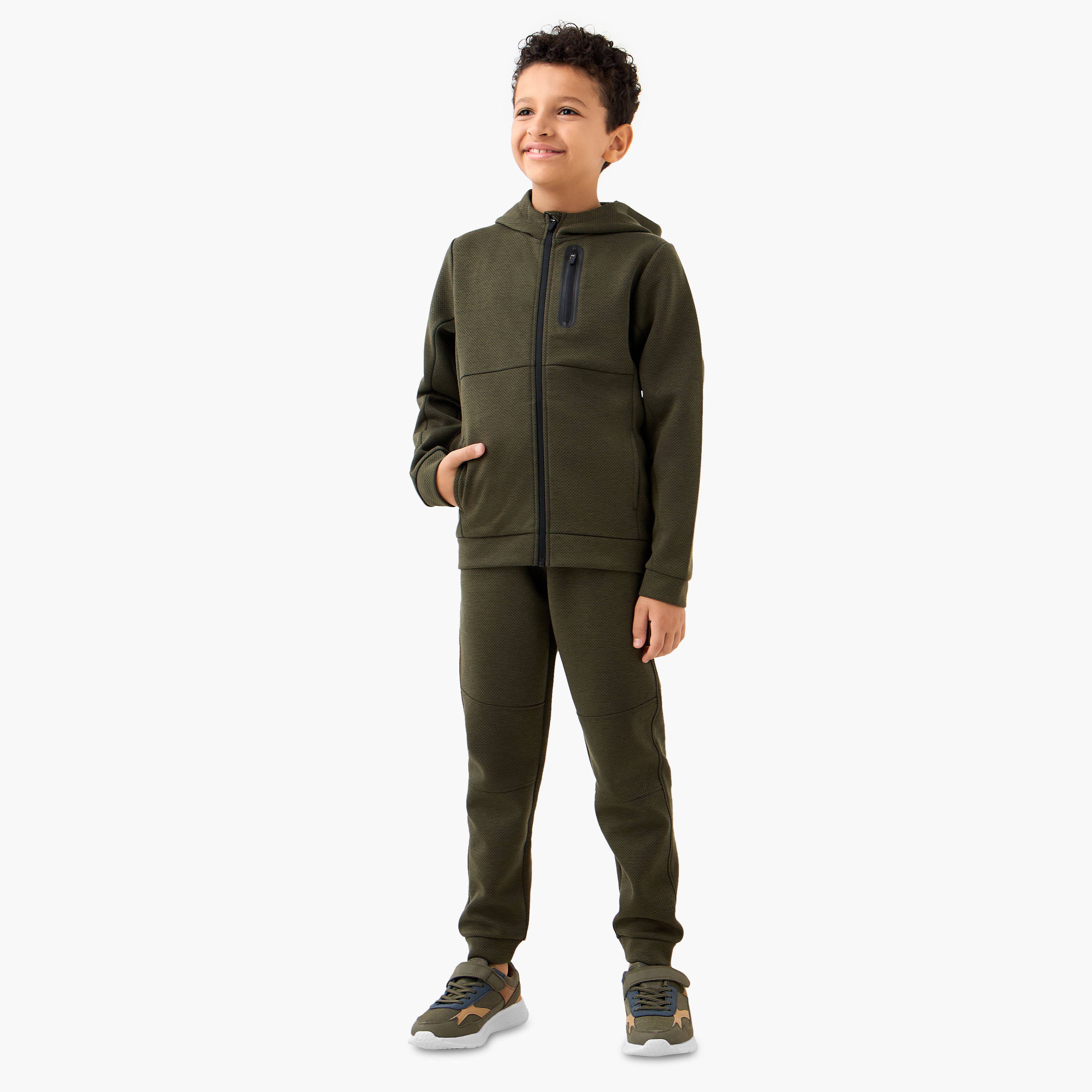 Juniors Textured Hooded Sweatshirt and Joggers Set-boys-clothing-setsandcoords-image-1