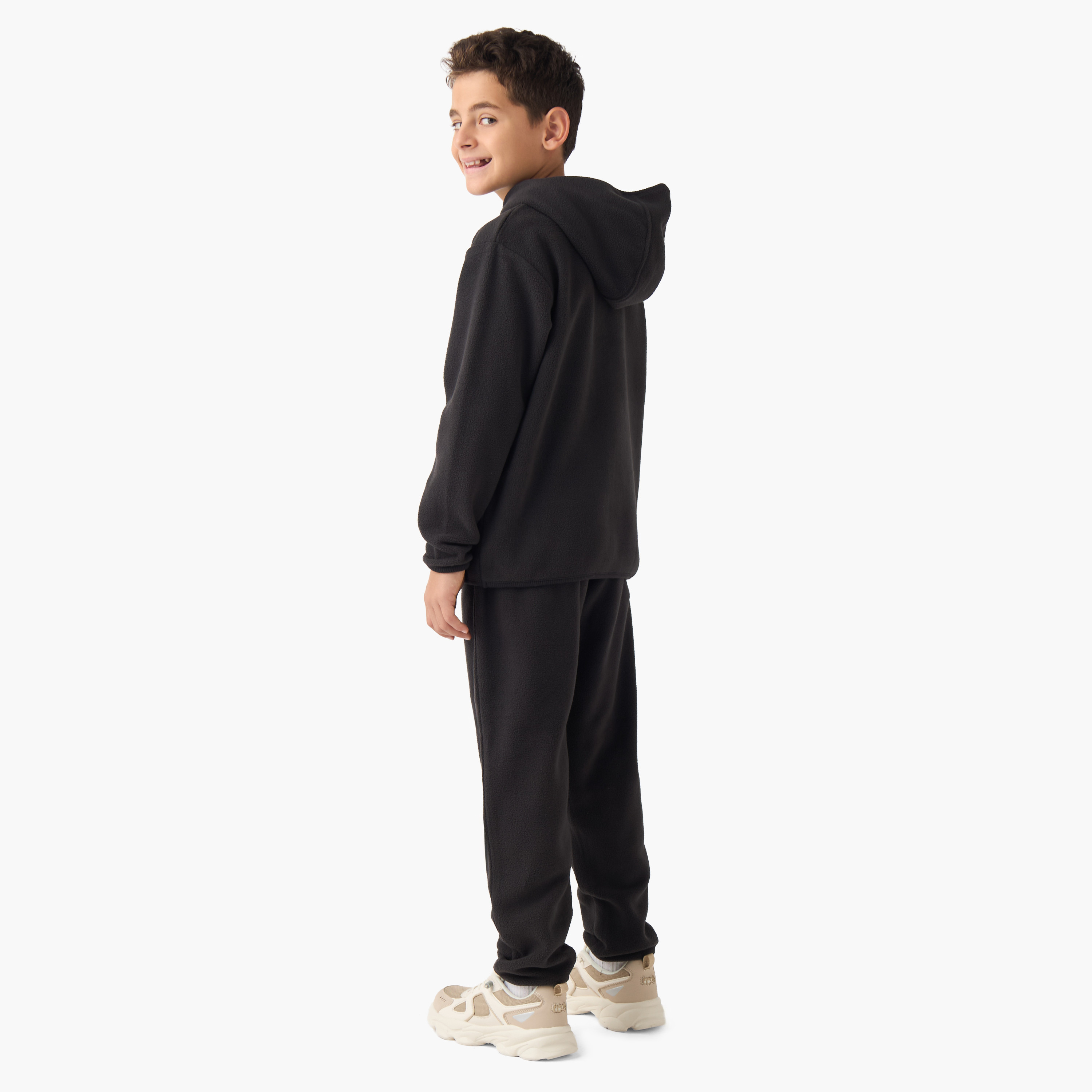 Juniors Boys Sweatshirt and Joggers Set with Half Zip - Polyester - Long Sleeves - Hood-boys-clothing-setsandcoords-image-4