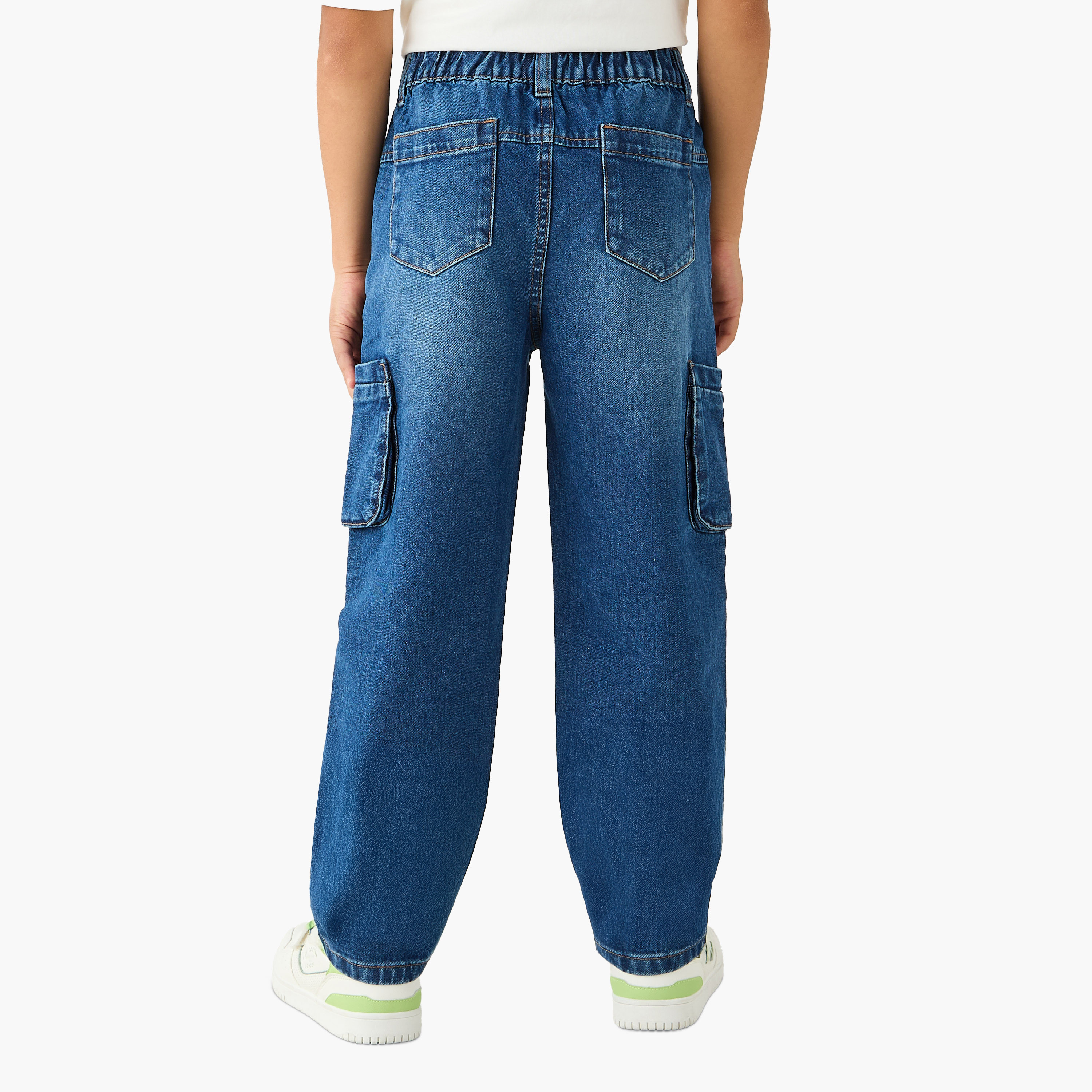 Juniors Boys Cargo Jeans – Denim – Button Waist-boys-clothing-bottoms-jeans-image-3