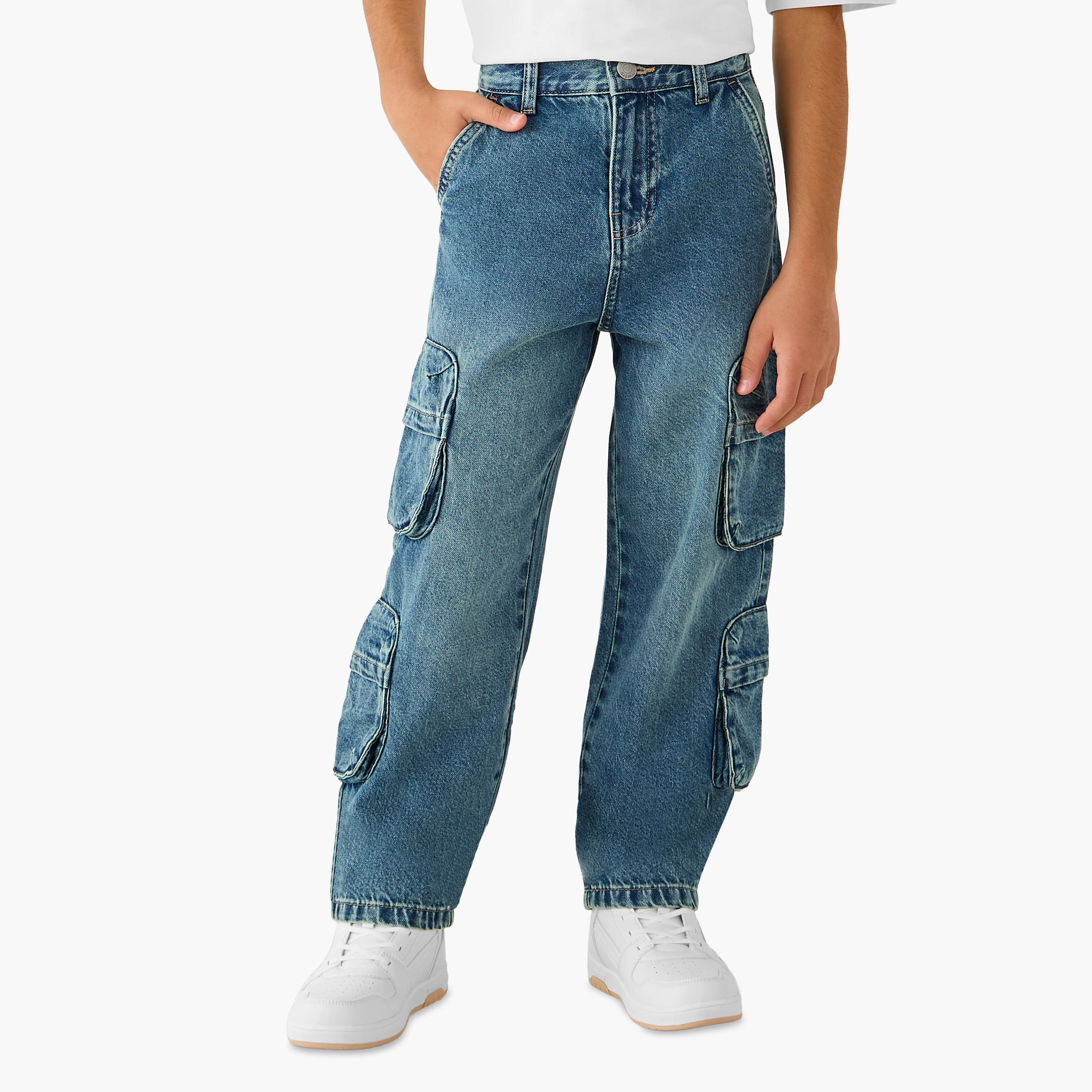 Juniors Solid Jeans with Pockets-boys-clothing-bottoms-jeans-image-1