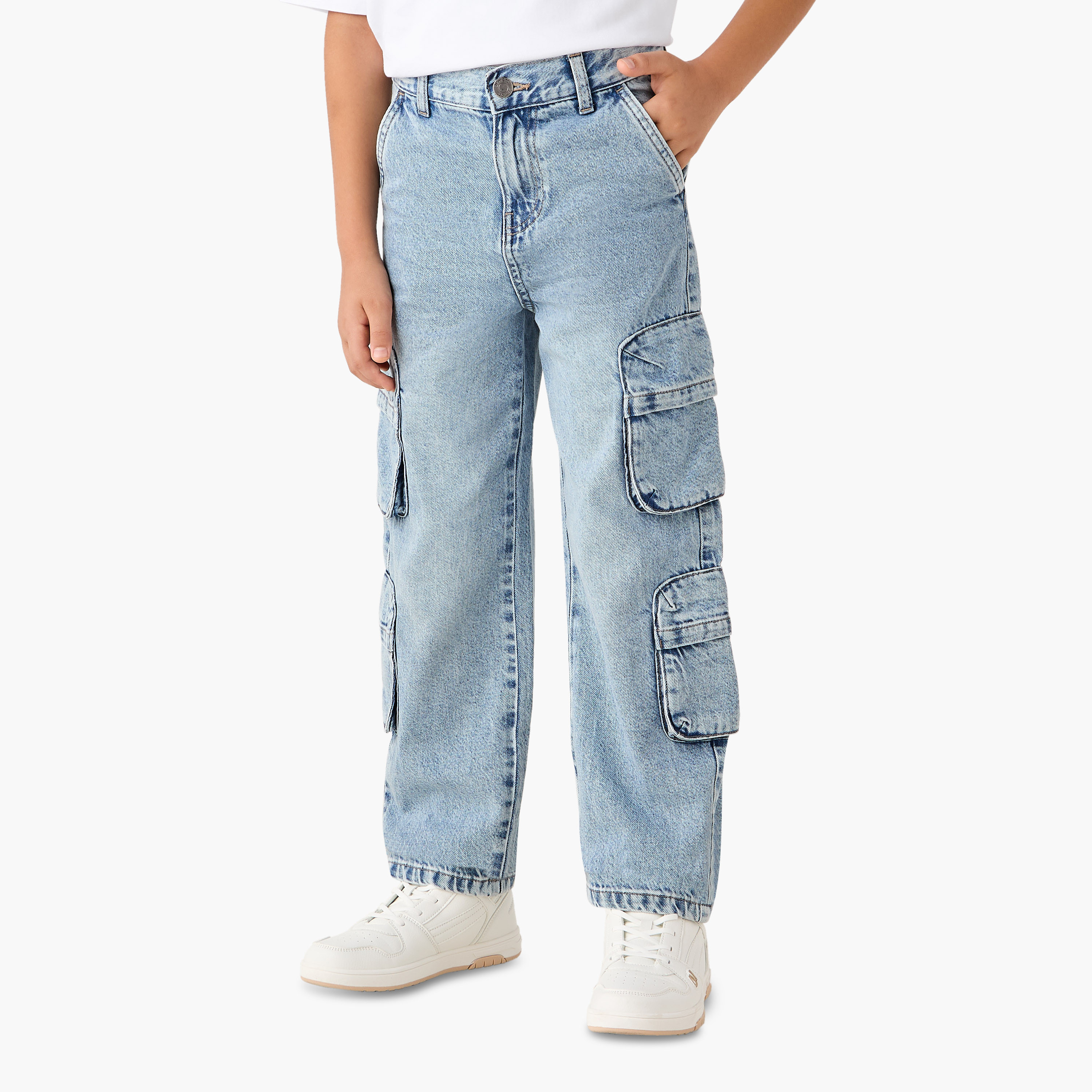 Juniors Solid Jeans with Pockets-boys-clothing-bottoms-jeans-image-1