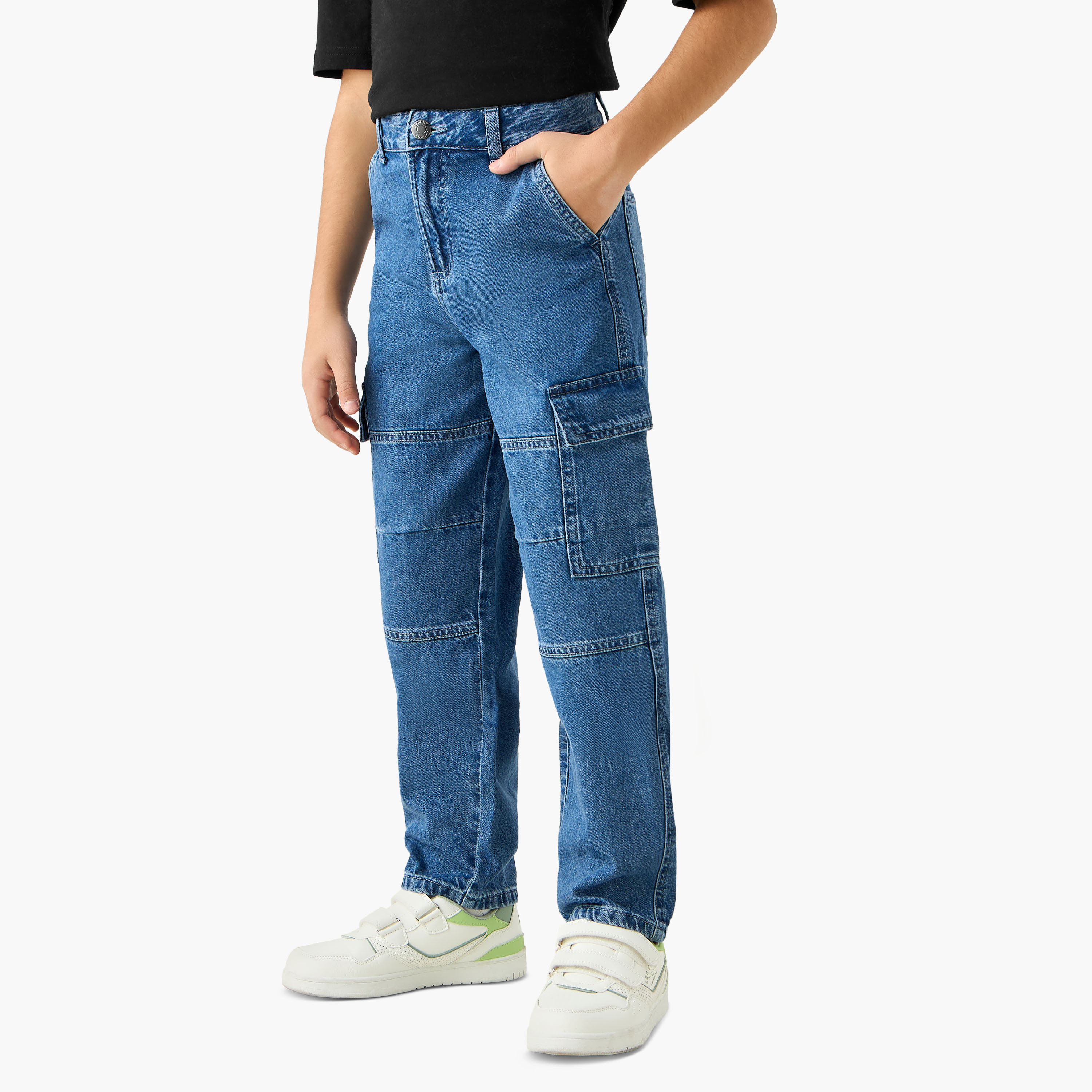 بنطلون جينز كارجو للأولاد من جونيورز-boys-clothing-bottoms-jeans-image-1