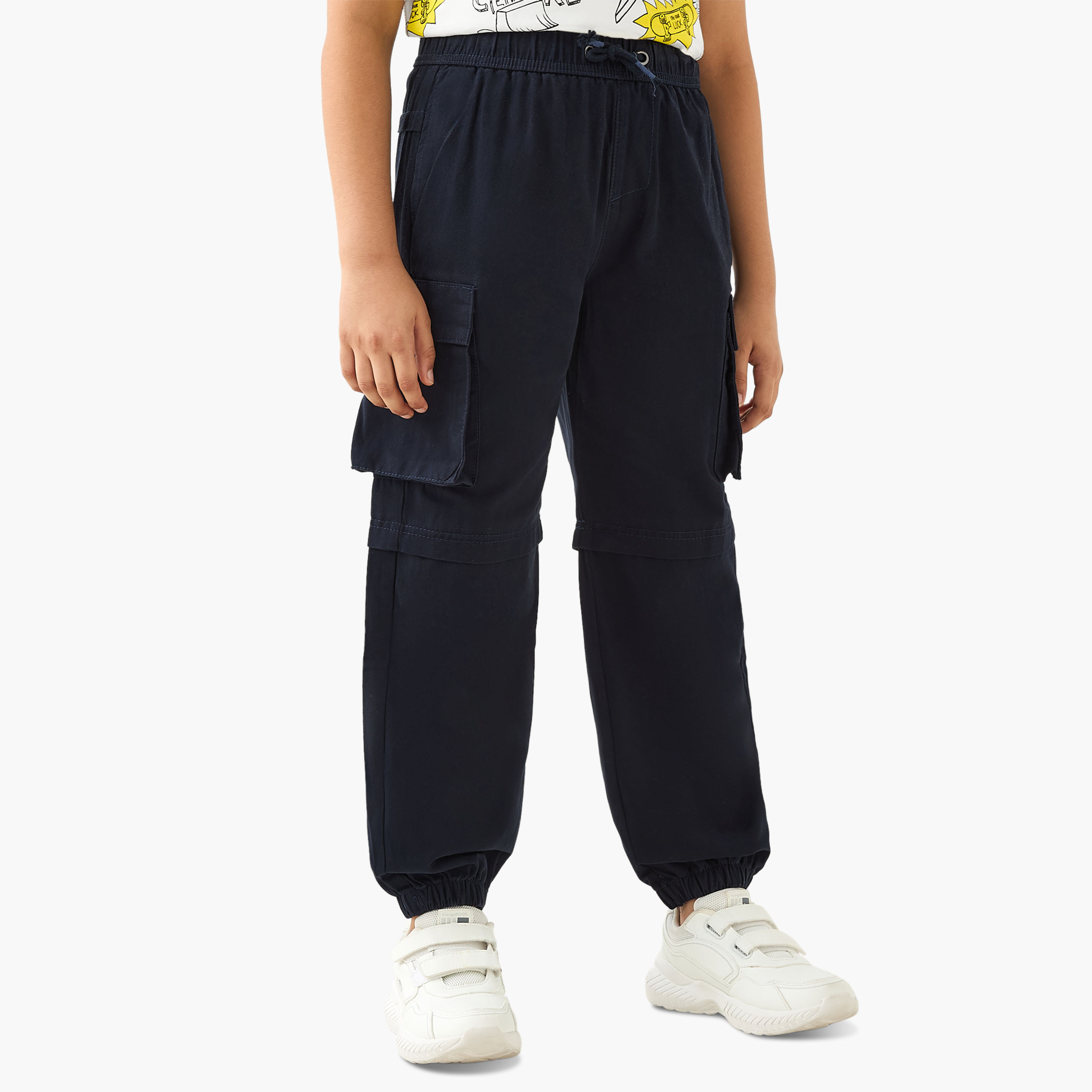 Juniors Solid Convertible Cargo Pants with Pockets-boys-clothing-bottoms-trousers-image-1
