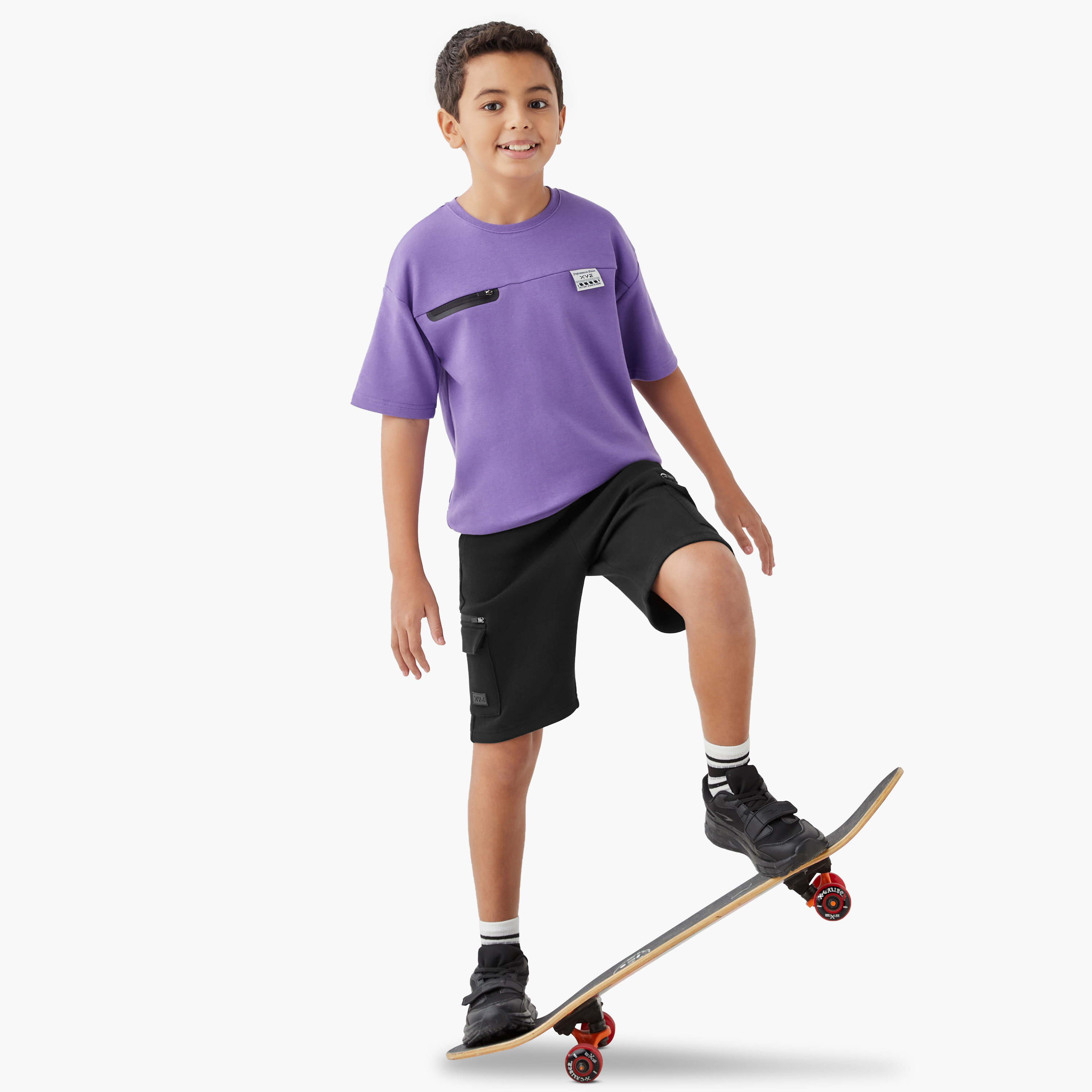 XYZ Logo Applique T-shirt with Short Sleeves and Chest Pocket-sports-boys-clothing-tops-image-2