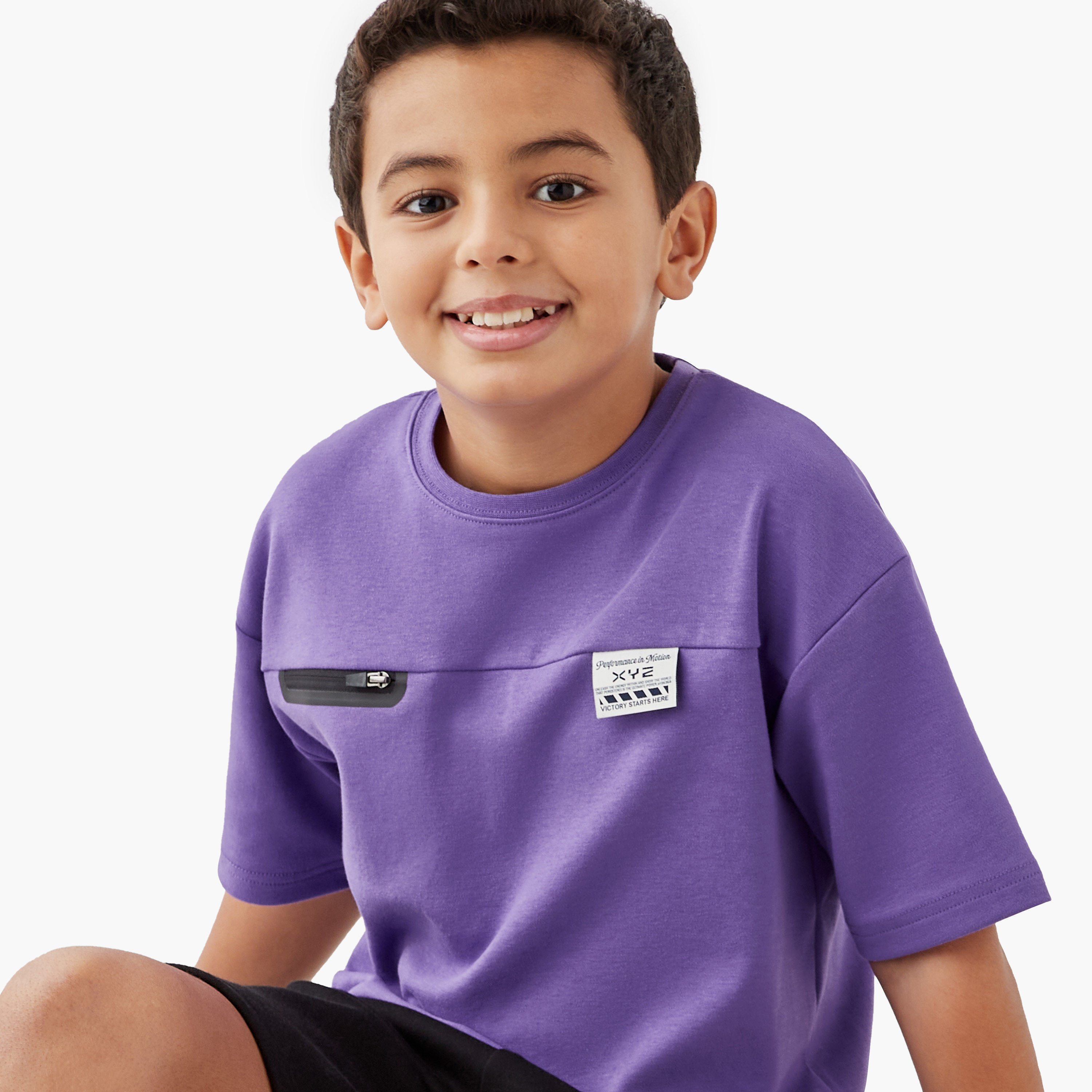 XYZ Logo Applique T-shirt with Short Sleeves and Chest Pocket-sports-boys-clothing-tops-image-4