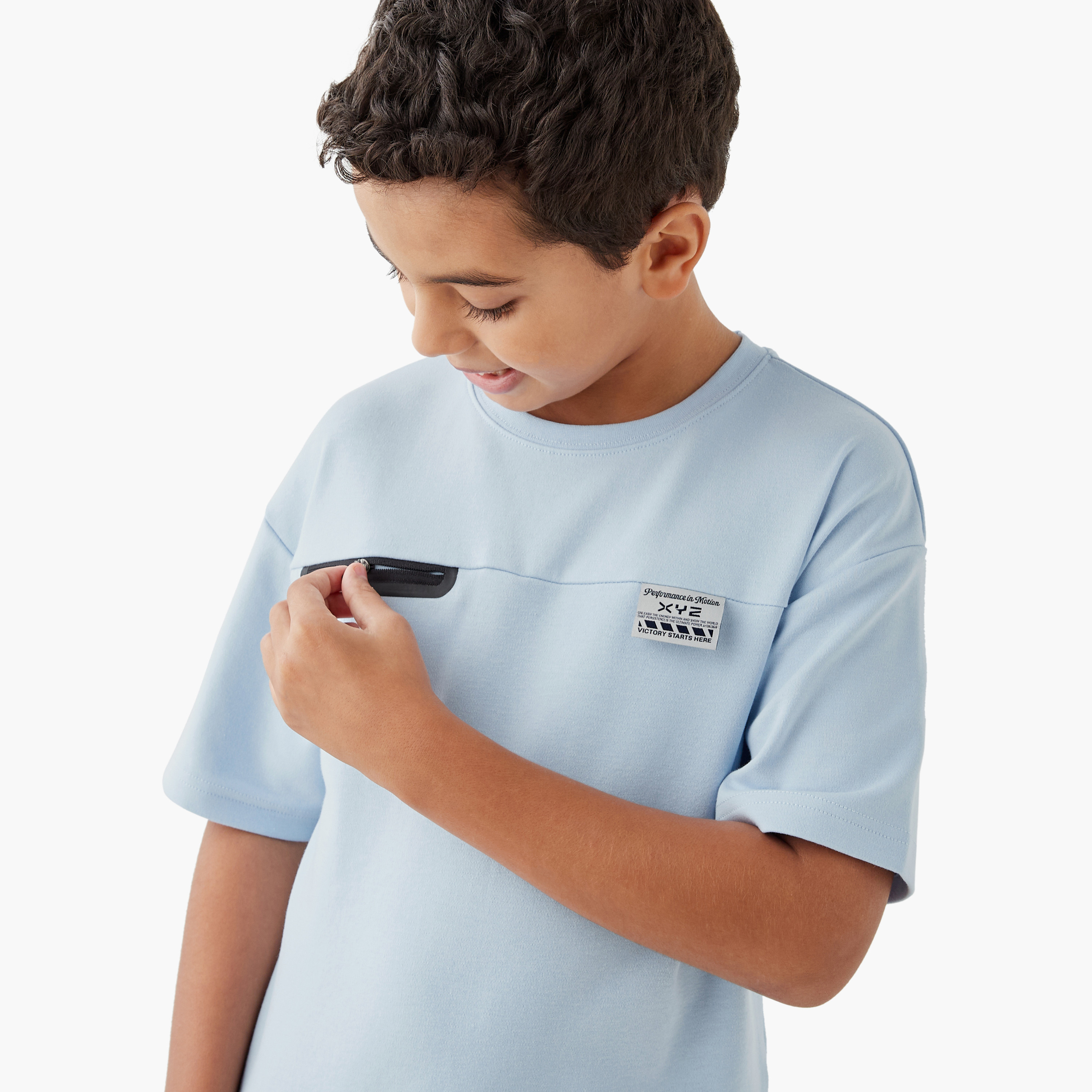 XYZ Logo Applique T-shirt with Short Sleeves and Chest Pocket-boys-clothing-sportswear-tops-image-4