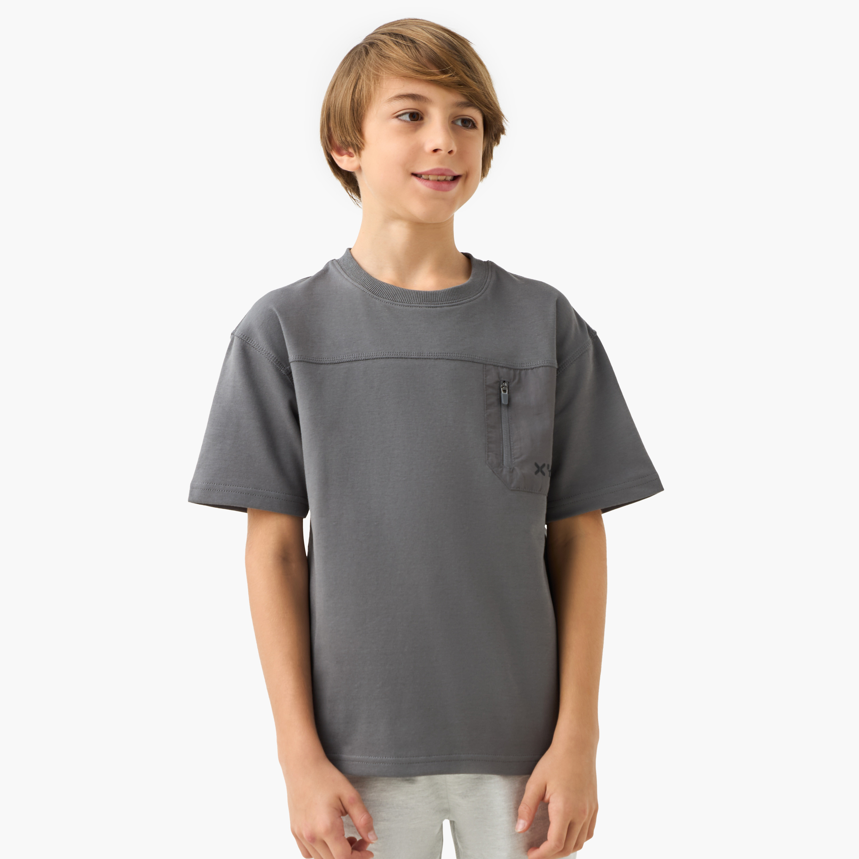 XYZ Solid T-shirt with Pocket Detail and Short Sleeves-boys-clothing-sportswear-tops-image-1