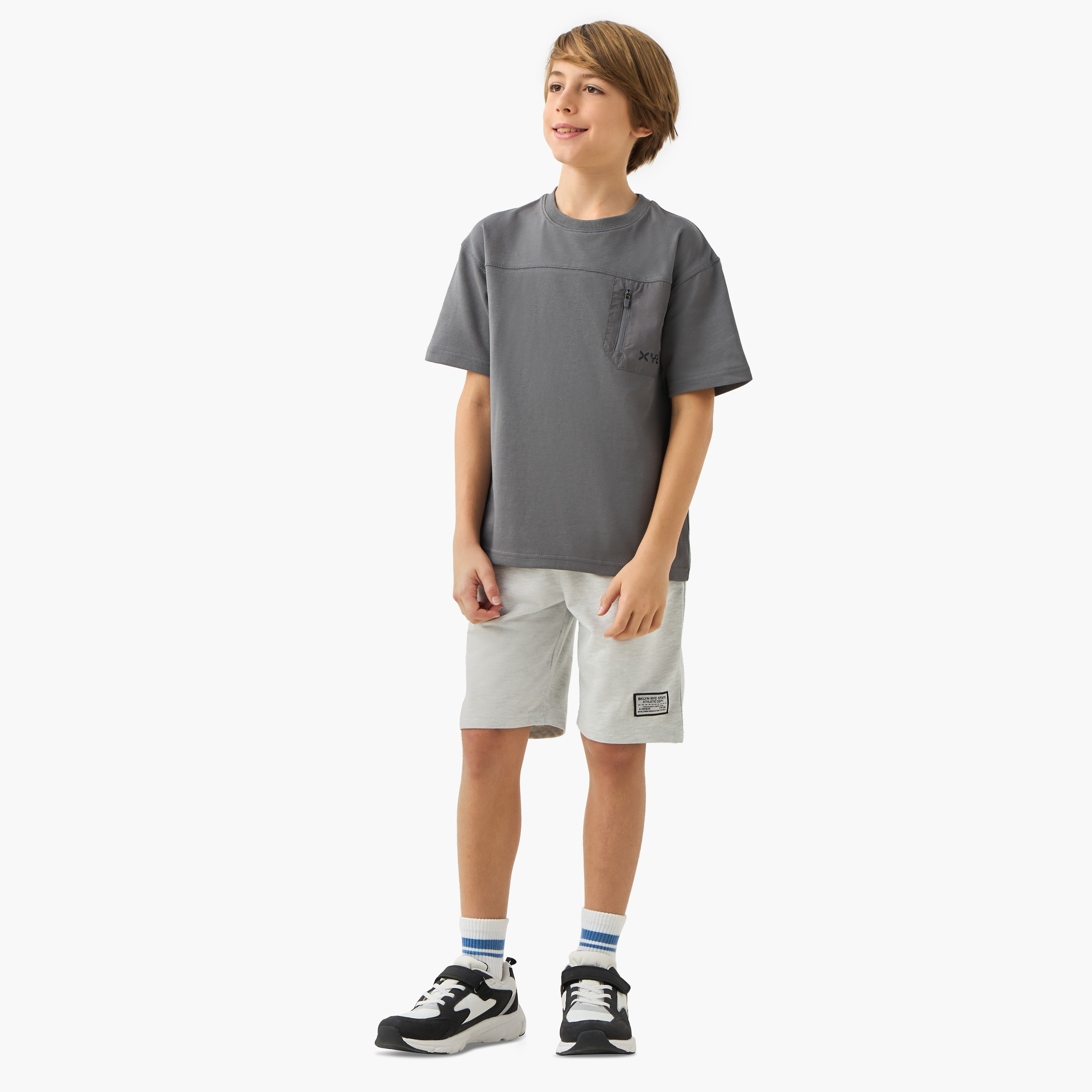 XYZ Solid T-shirt with Pocket Detail and Short Sleeves-boys-clothing-sportswear-tops-image-2