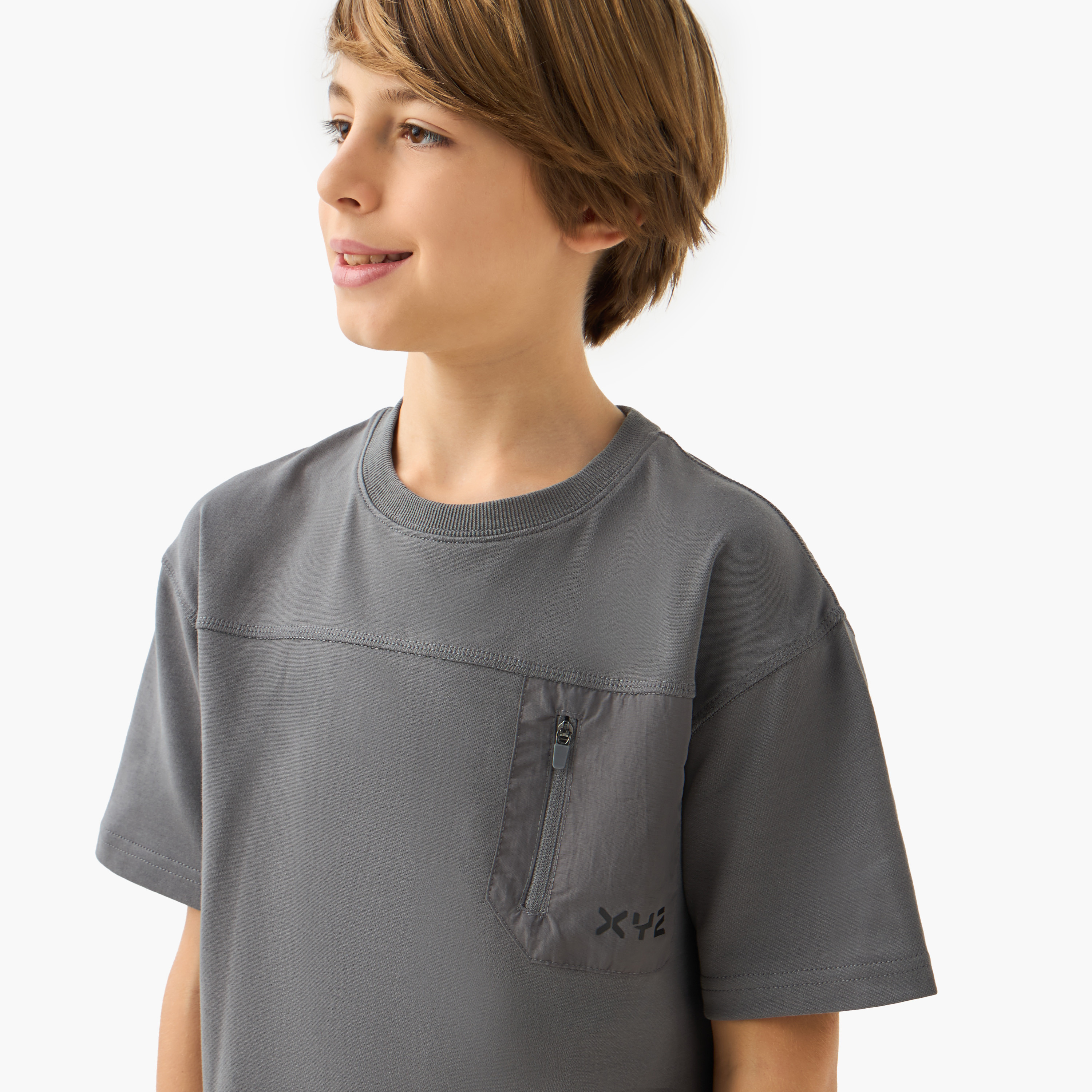 XYZ Solid T-shirt with Pocket Detail and Short Sleeves-boys-clothing-sportswear-tops-image-4
