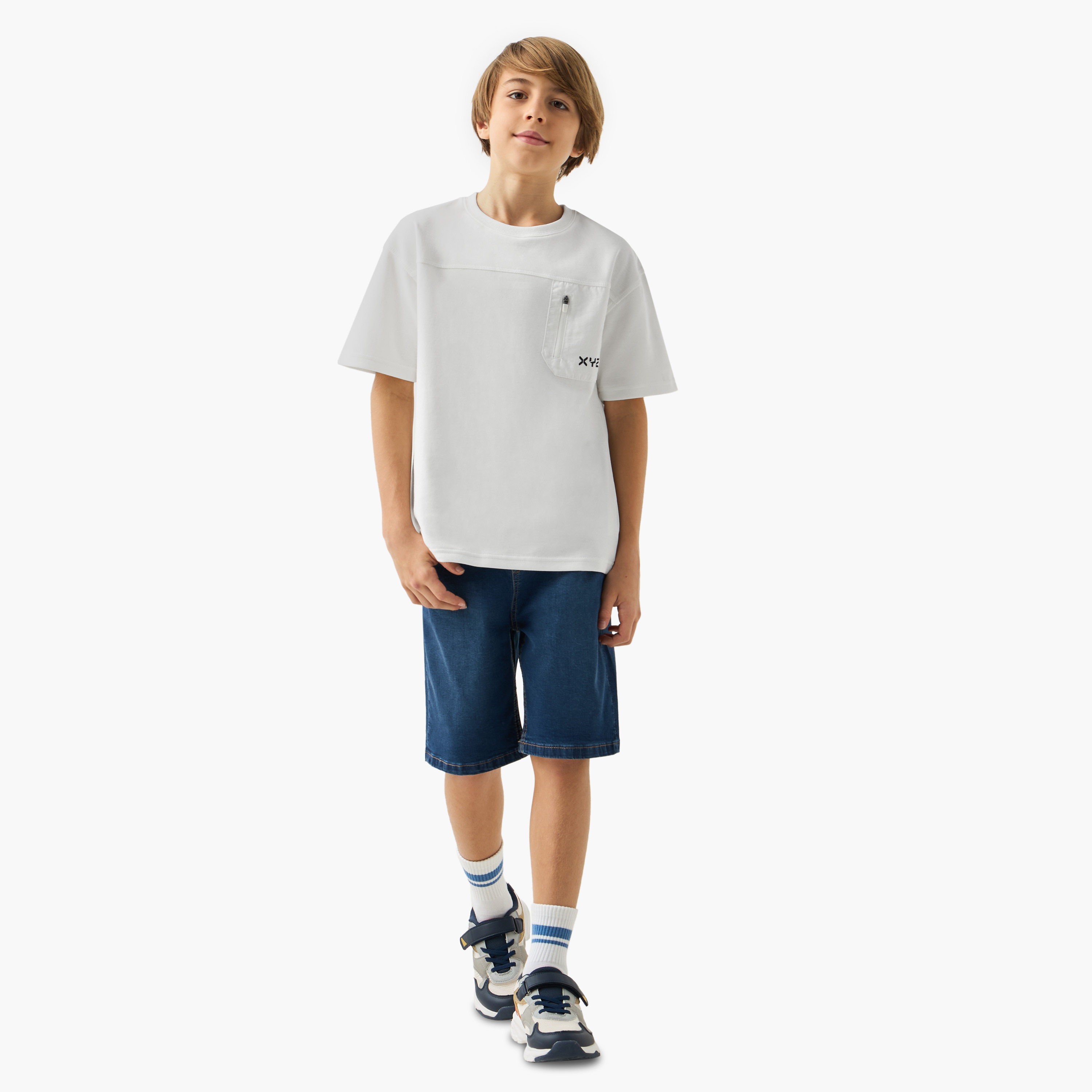 XYZ Solid T-shirt with Pocket Detail and Short Sleeves-boys-clothing-sportswear-tops-image-2