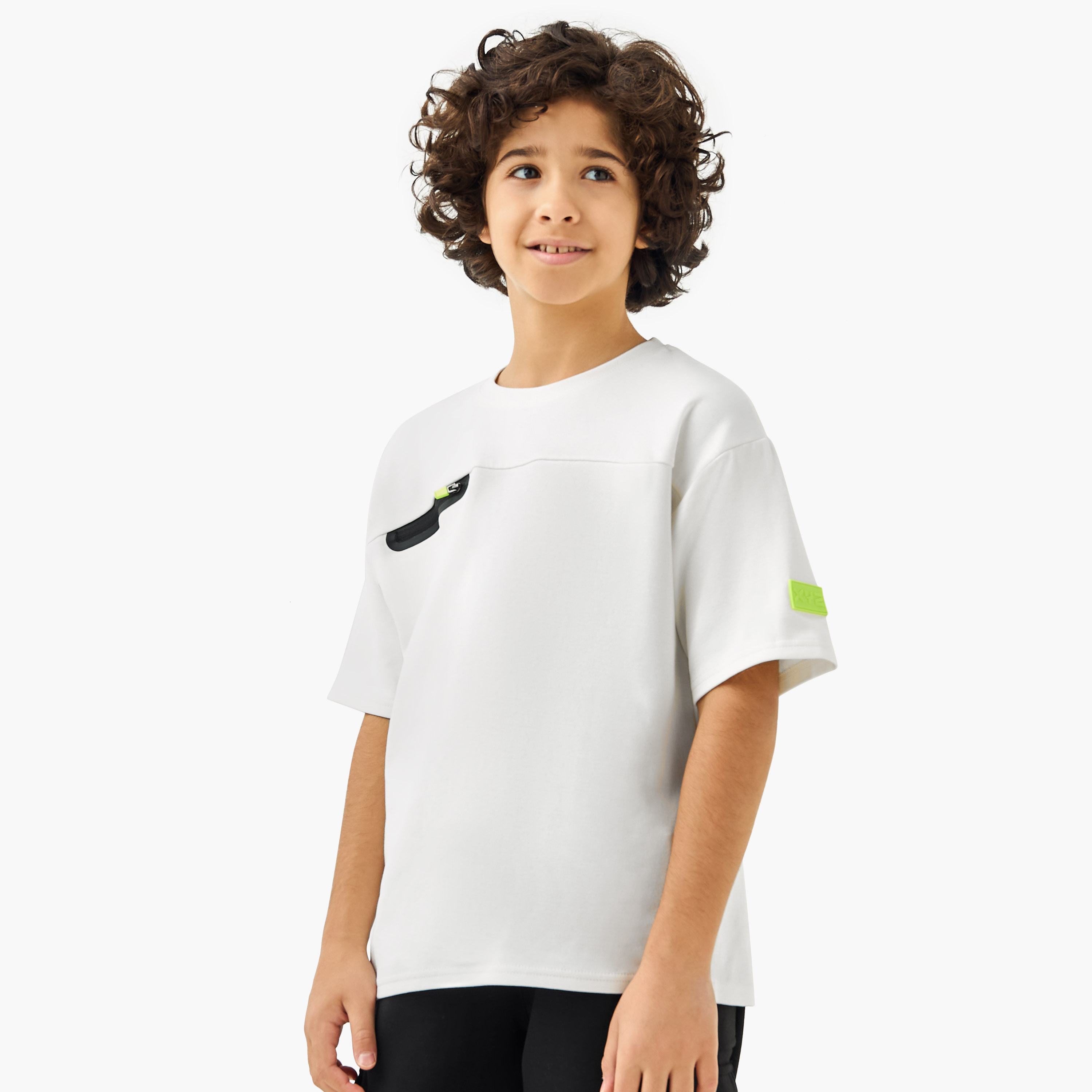 XYZ Zip Detail T-shirt with Crew Neck-boys-clothing-sportswear-tops-image-1