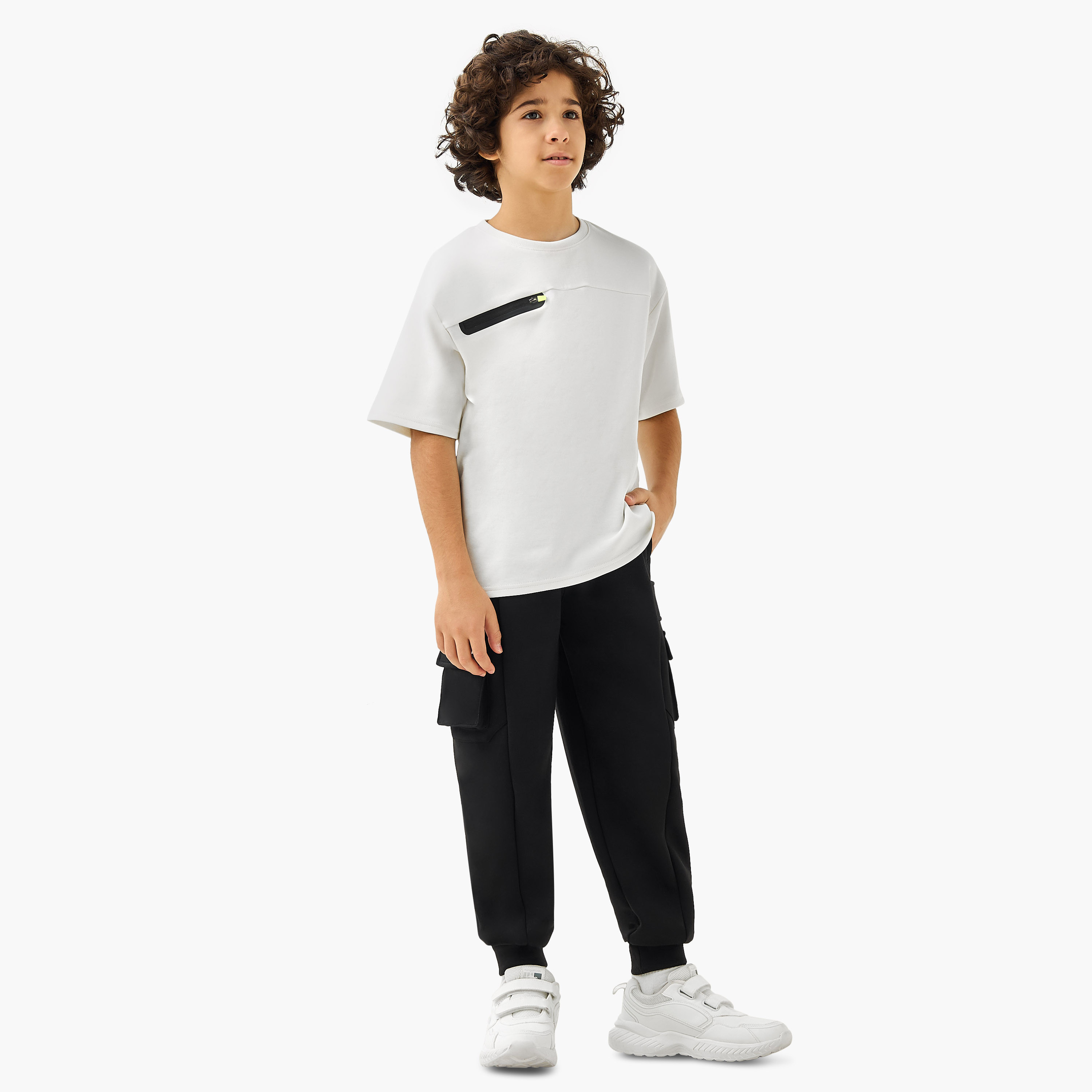 XYZ Zip Detail T-shirt with Crew Neck-boys-clothing-sportswear-tops-image-2