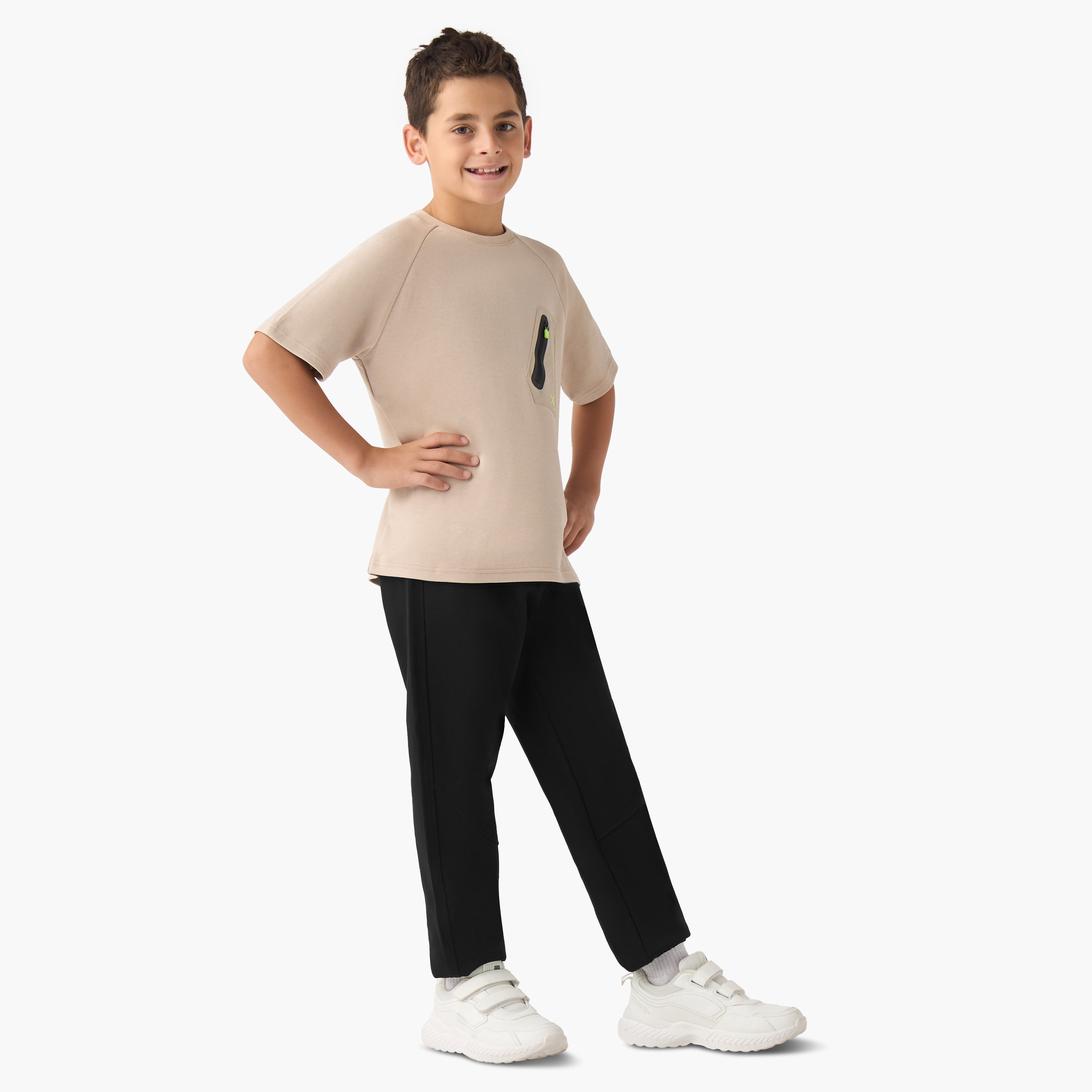 XYZ Boys' Crew Neck T-shirt with Pocket - Cotton Blend - Short Sleeves-sports-boys-clothing-tops-image-2