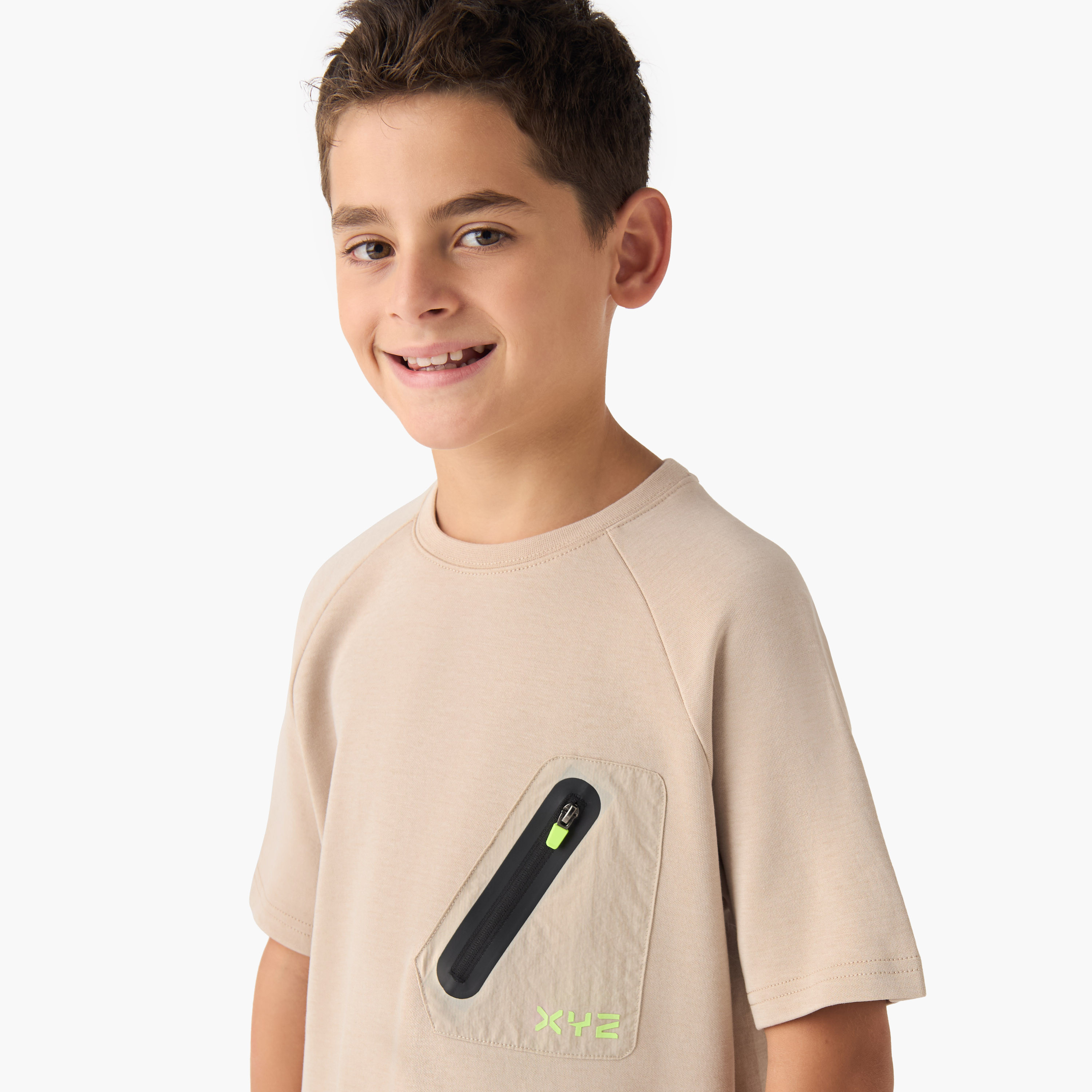 XYZ Boys' Crew Neck T-shirt with Pocket - Cotton Blend - Short Sleeves-sports-boys-clothing-tops-image-4