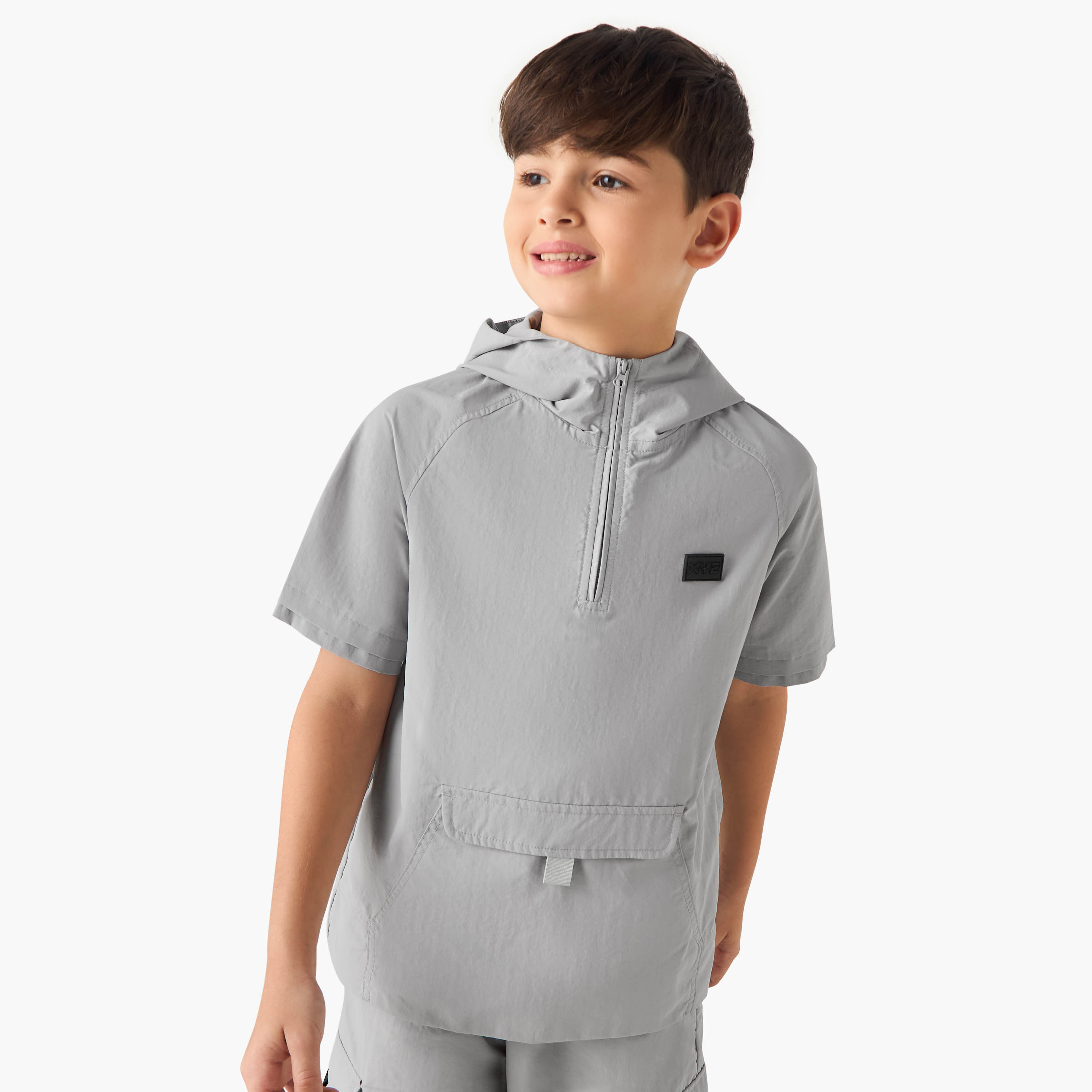 XYZ Solid Hooded T-Shirt with Pocket and Raglan Sleeves-boys-clothing-sportswear-tops-image-1