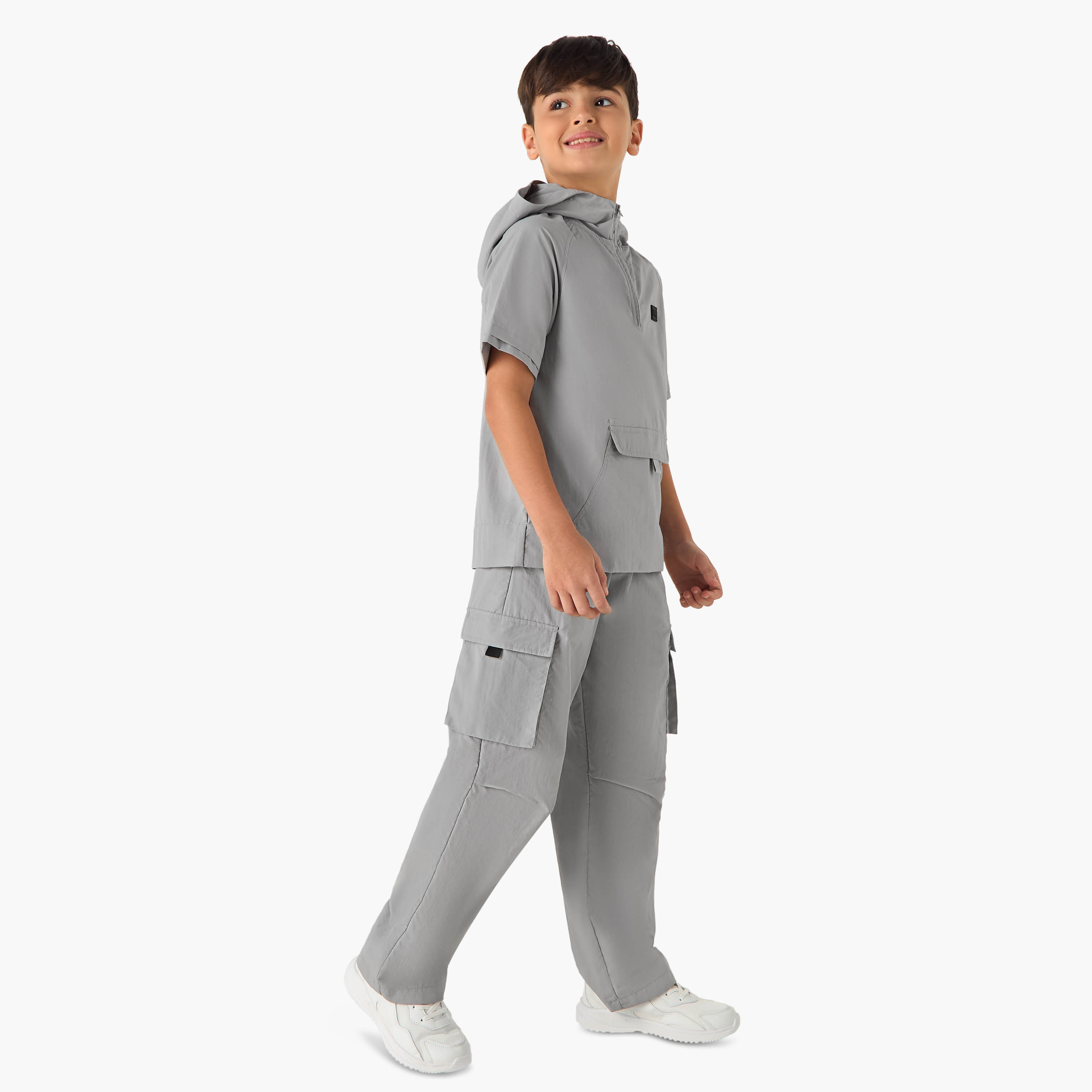 XYZ Solid Hooded T-Shirt with Pocket and Raglan Sleeves-boys-clothing-sportswear-tops-image-2
