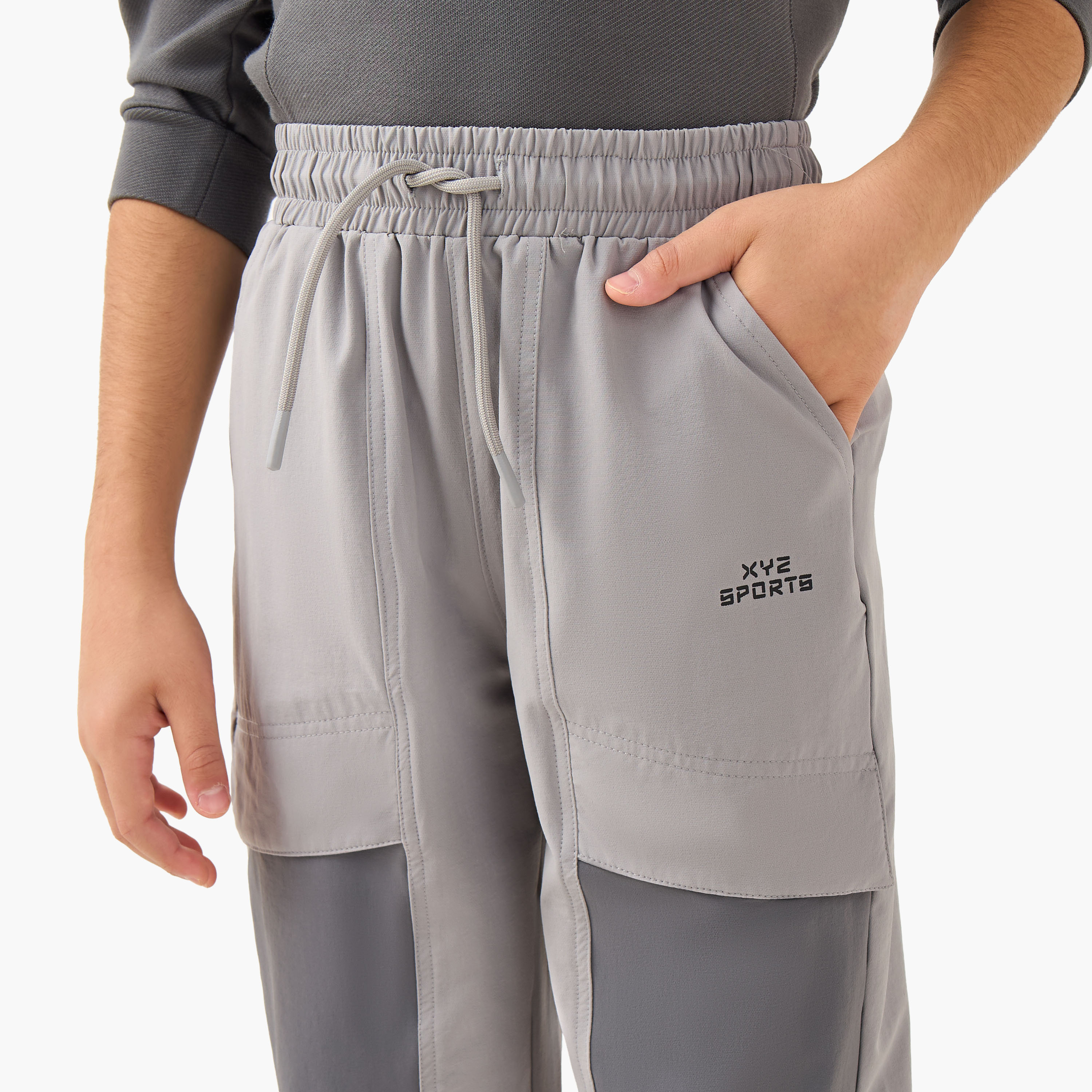 XYZ Boys Joggers with Panel Detail - Nylon - Drawstring Waist-boys-clothing-bottoms-joggersandtrackpants-image-4