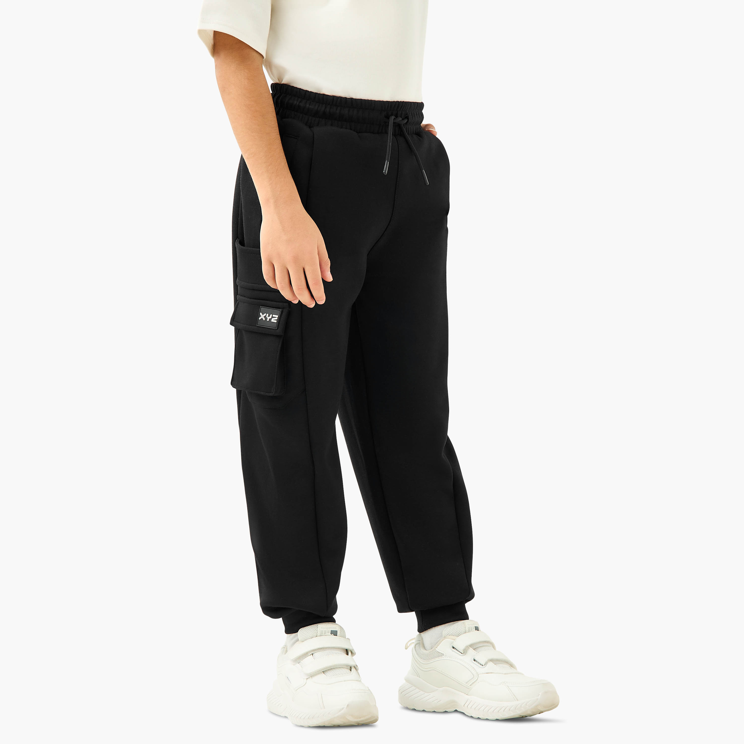 XYZ Solid Joggers with Drawstring Closure and Pockets-boys-clothing-bottoms-trousers-image-1