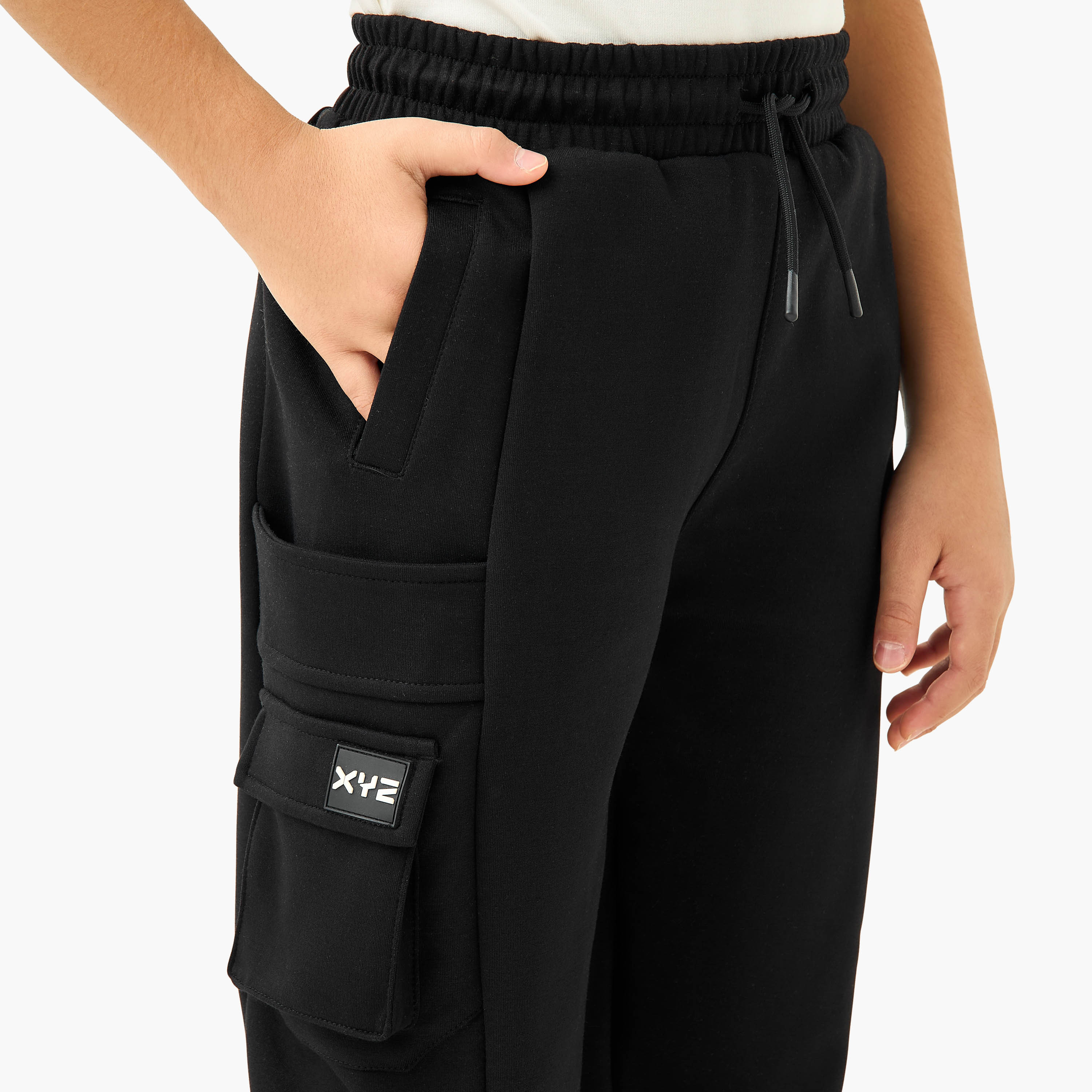 XYZ Solid Joggers with Drawstring Closure and Pockets-boys-clothing-bottoms-trousers-image-4