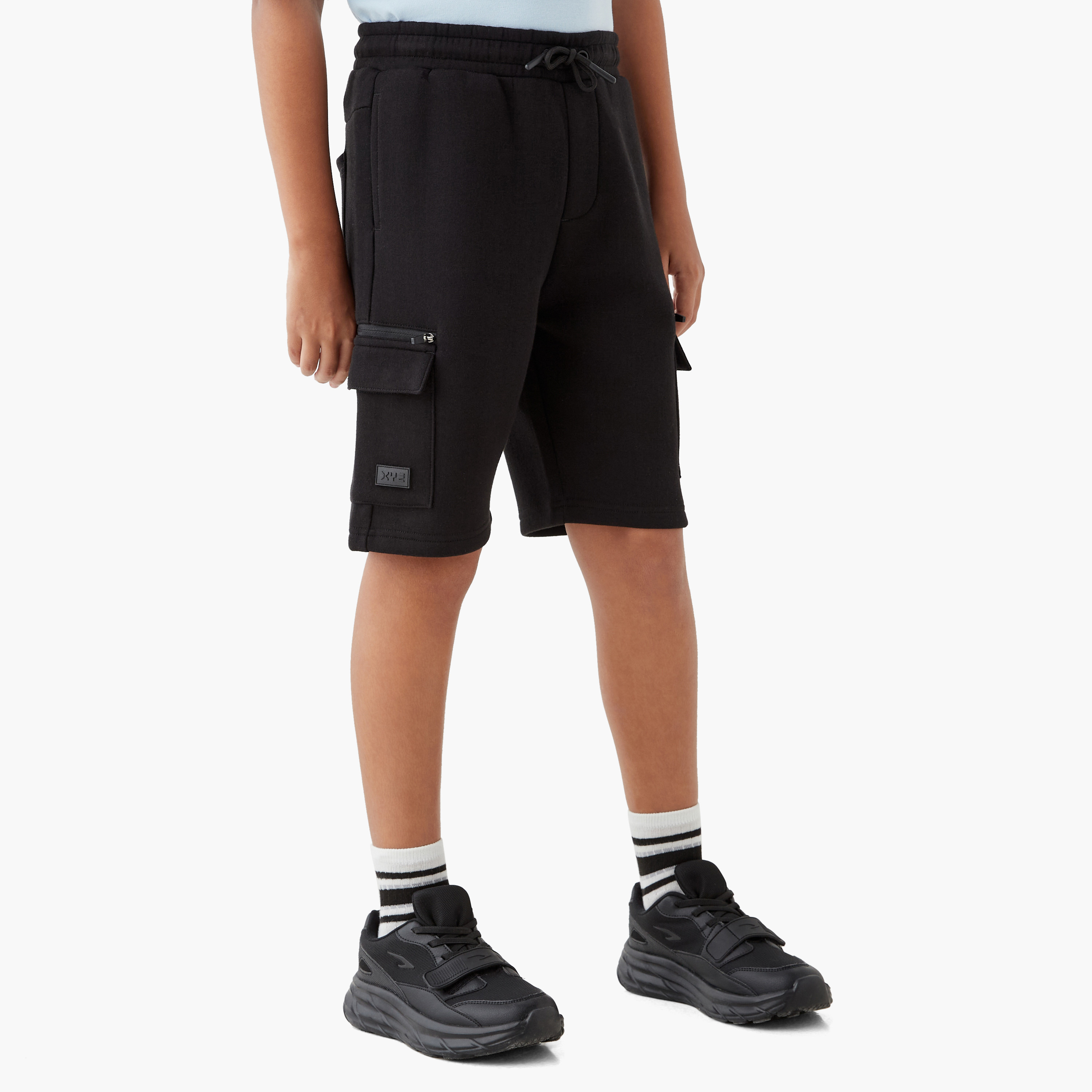 XYZ Solid Cargo Shorts with Drawstring Closure-sports-boys-clothing-bottoms-image-1