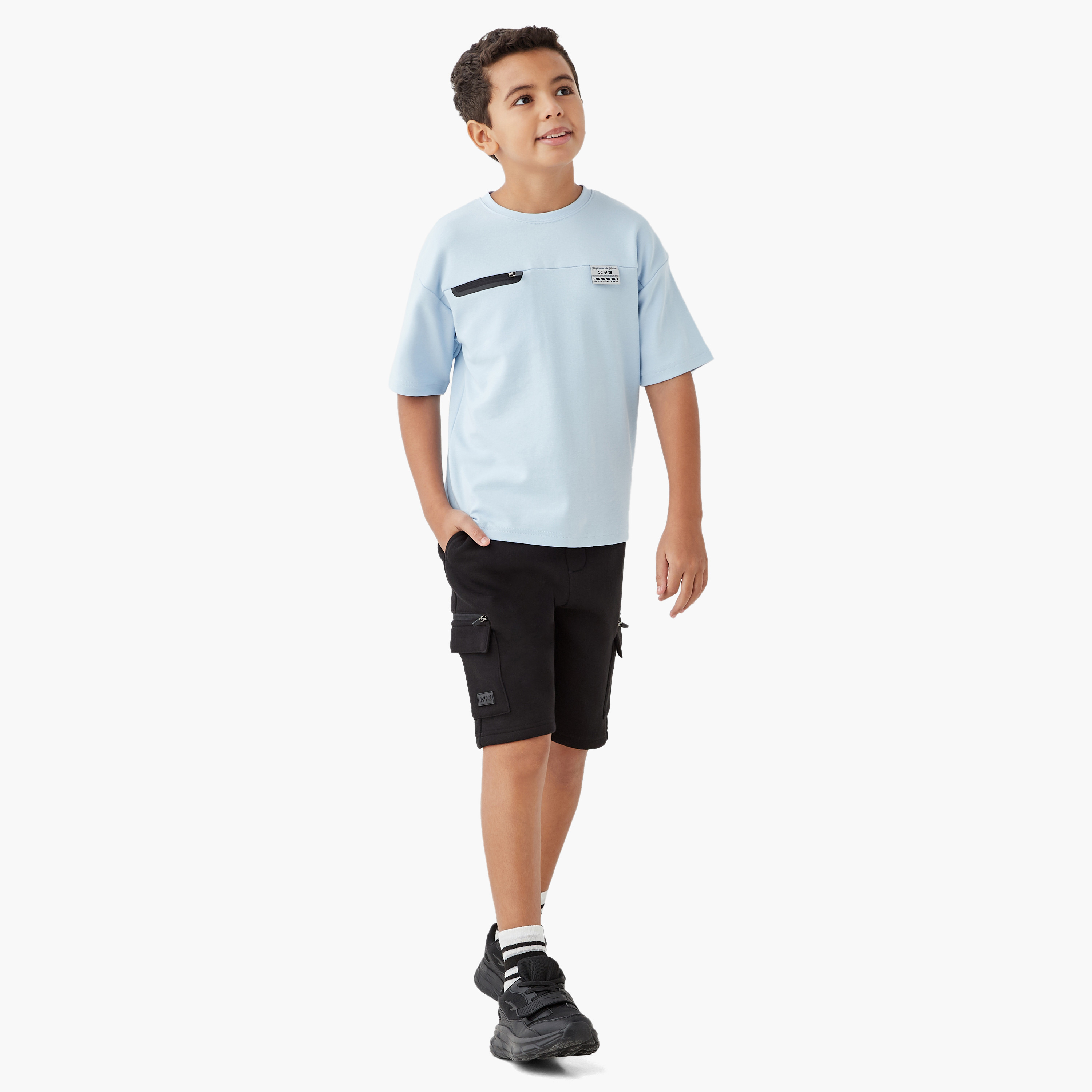 XYZ Solid Cargo Shorts with Drawstring Closure-sports-boys-clothing-bottoms-image-2