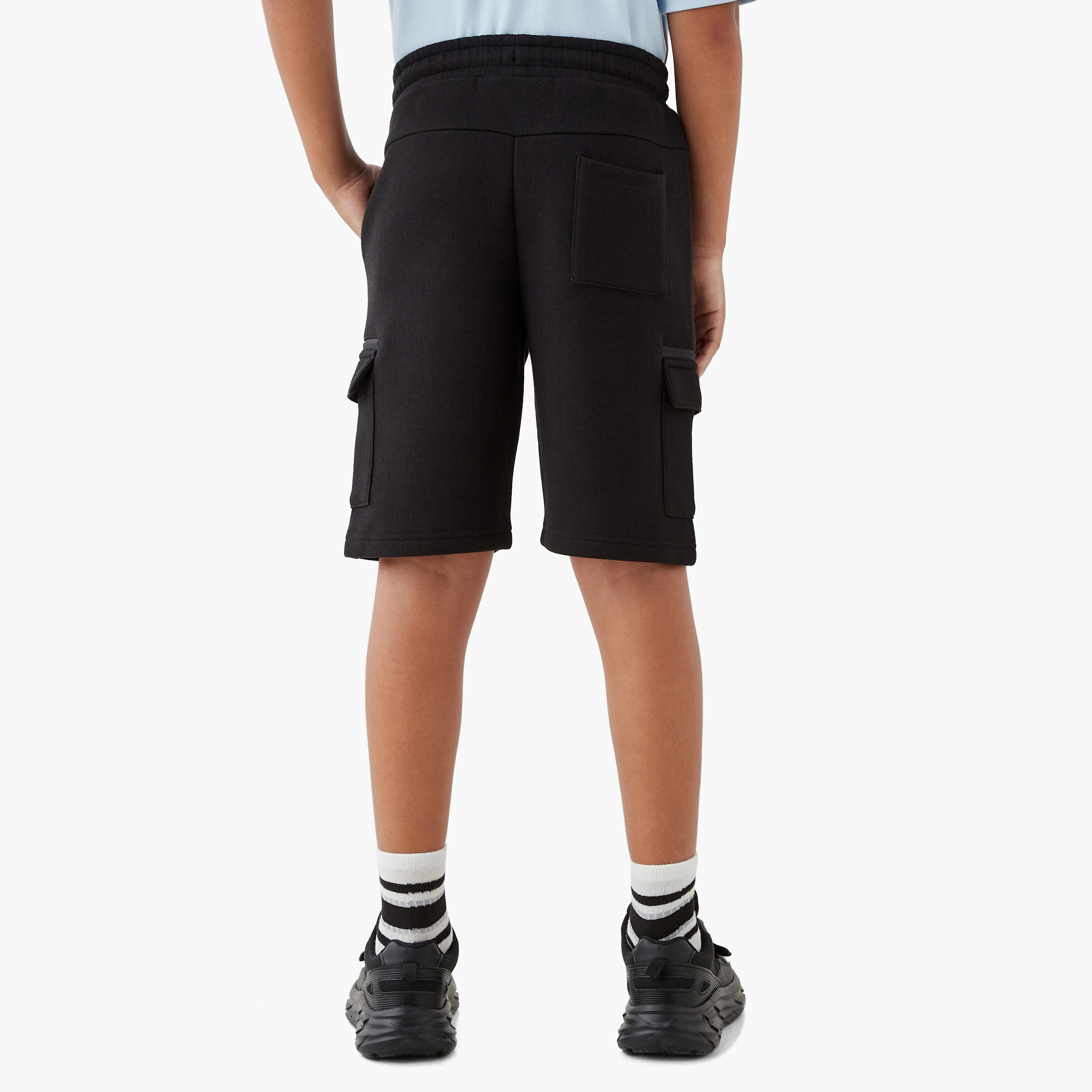 XYZ Solid Cargo Shorts with Drawstring Closure-sports-boys-clothing-bottoms-image-3