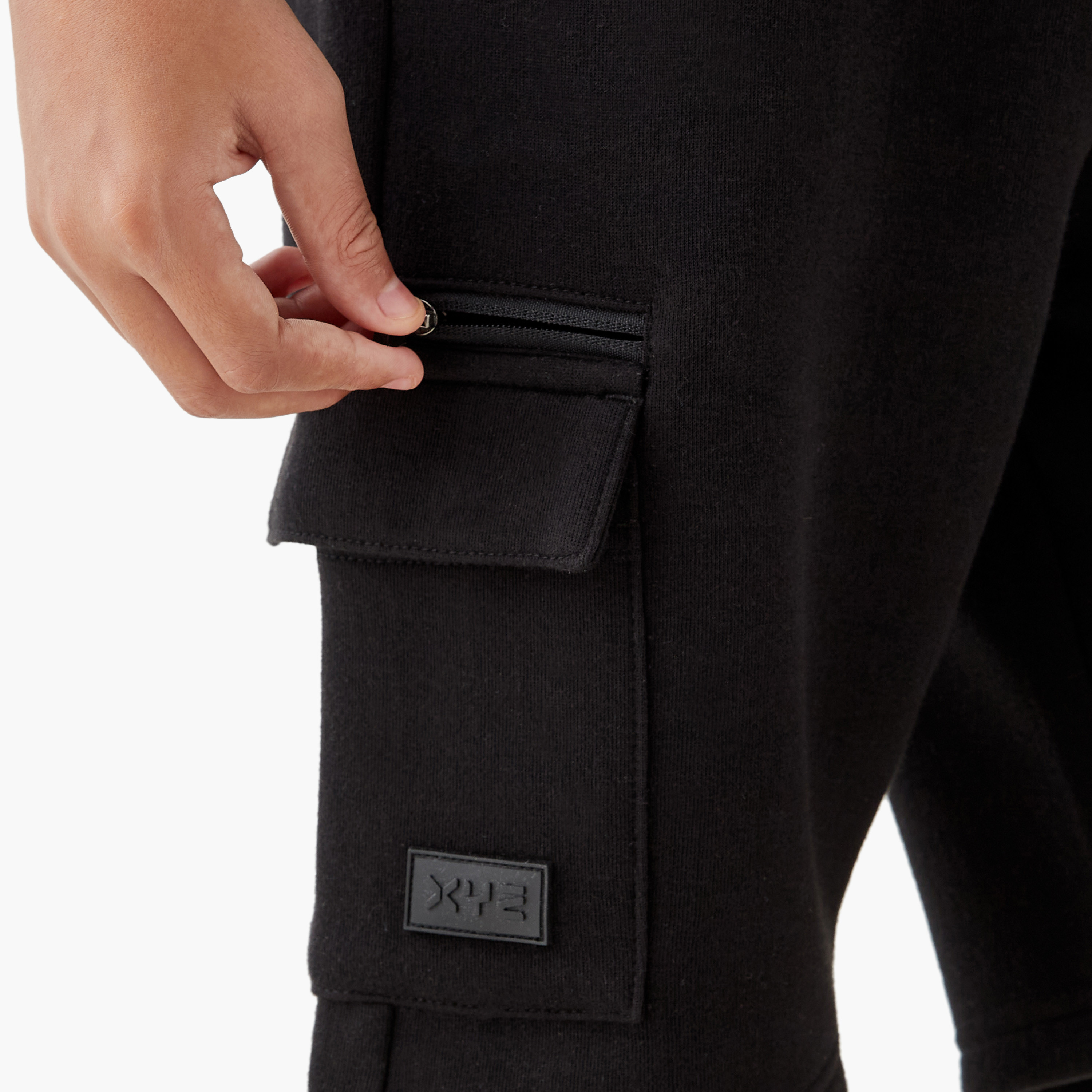 XYZ Solid Cargo Shorts with Drawstring Closure-sports-boys-clothing-bottoms-image-4