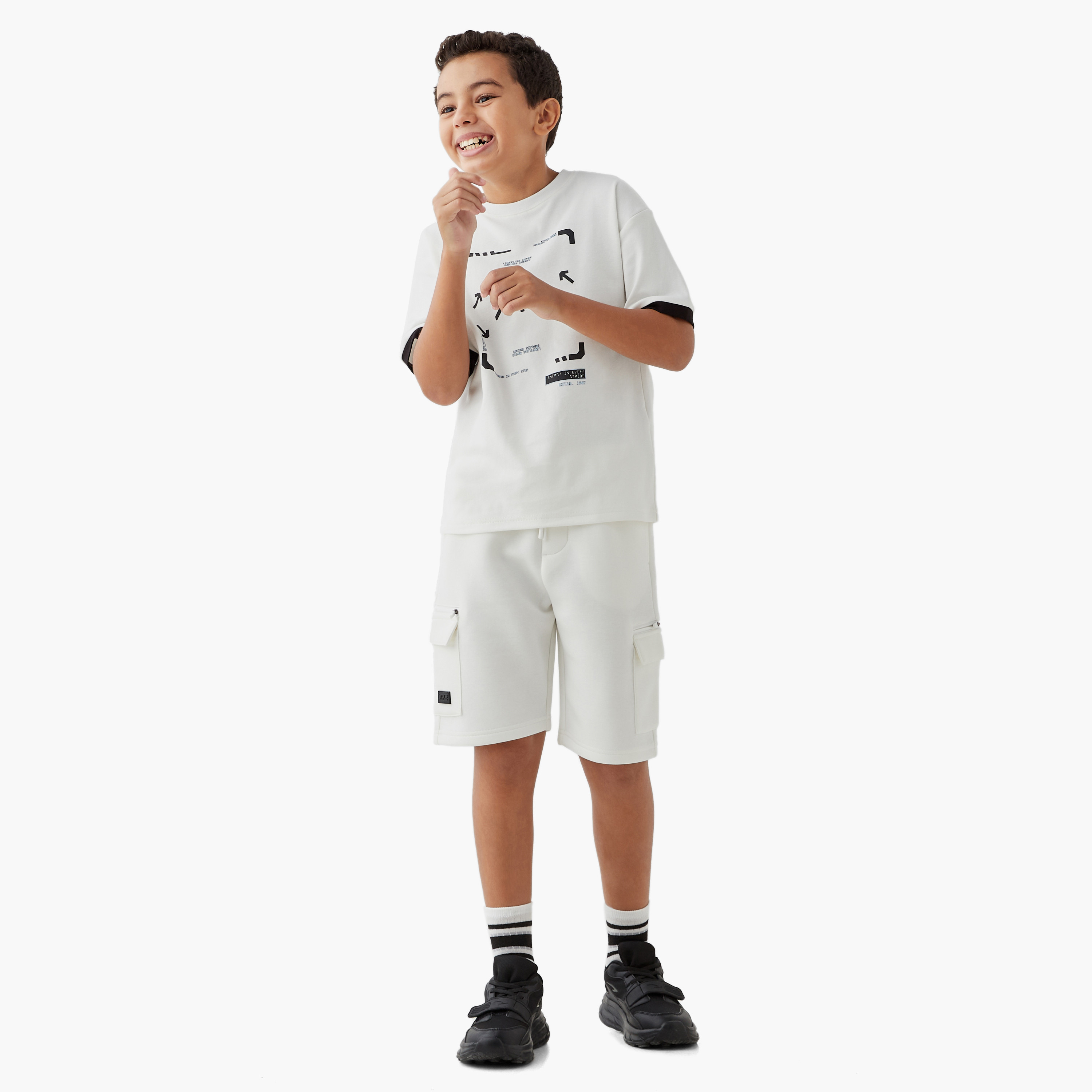 XYZ Solid Cargo Shorts with Drawstring Closure-sports-boys-clothing-bottoms-shorts-image-2