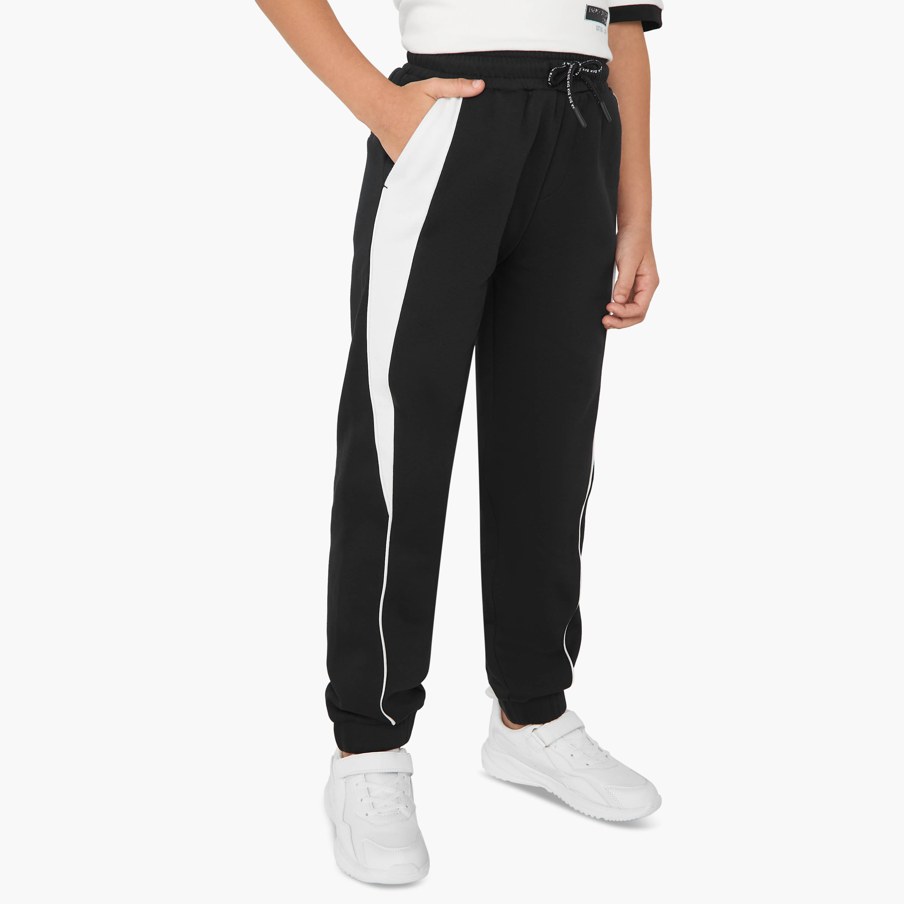 XYZ Panelled Joggers with Drawstring Closure and Pockets-boys-clothing-bottoms-joggersandtrackpants-image-1