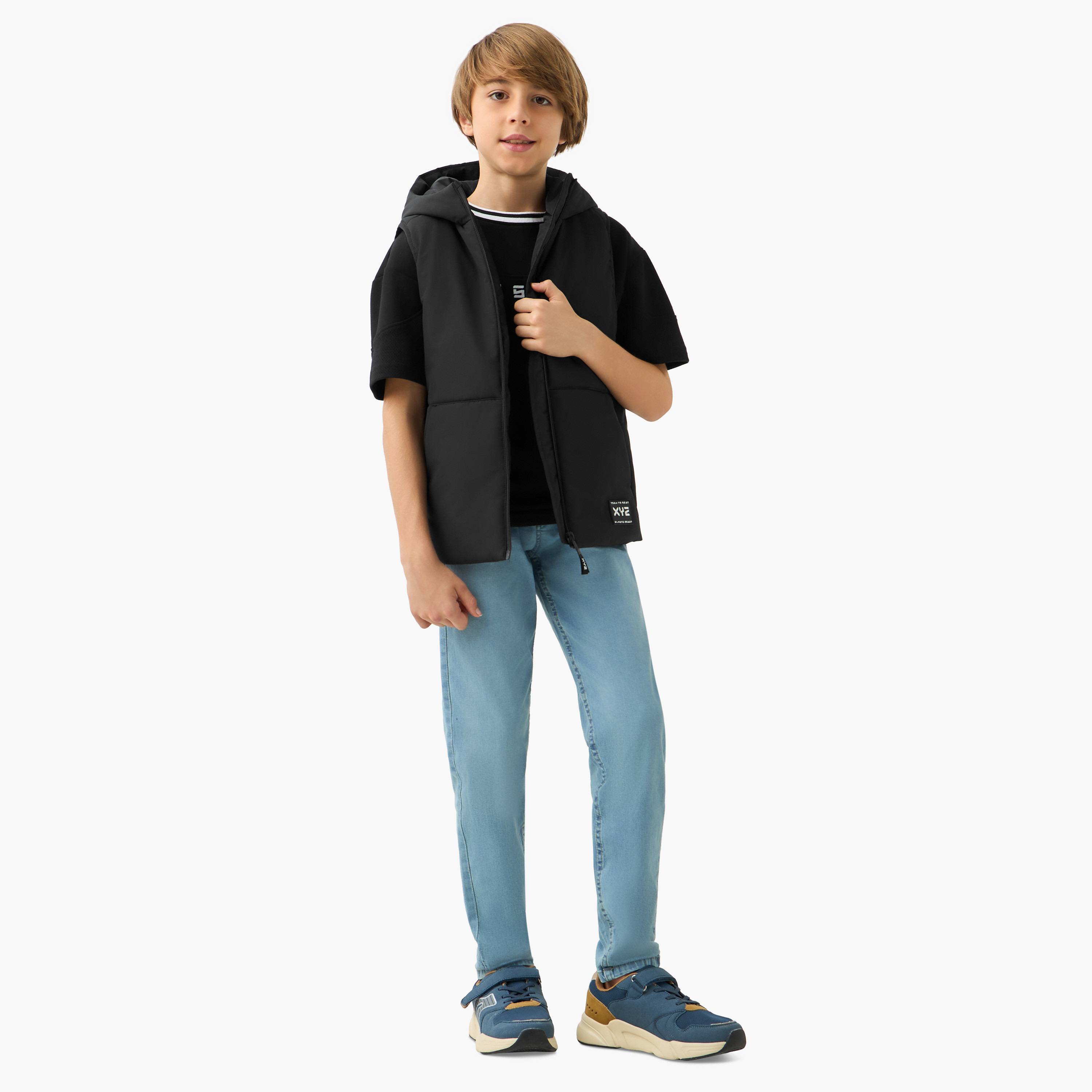 XYZ Hooded Padded Jacket with Pockets and Zip Closure-sports-boys-clothing-jackets-image-2