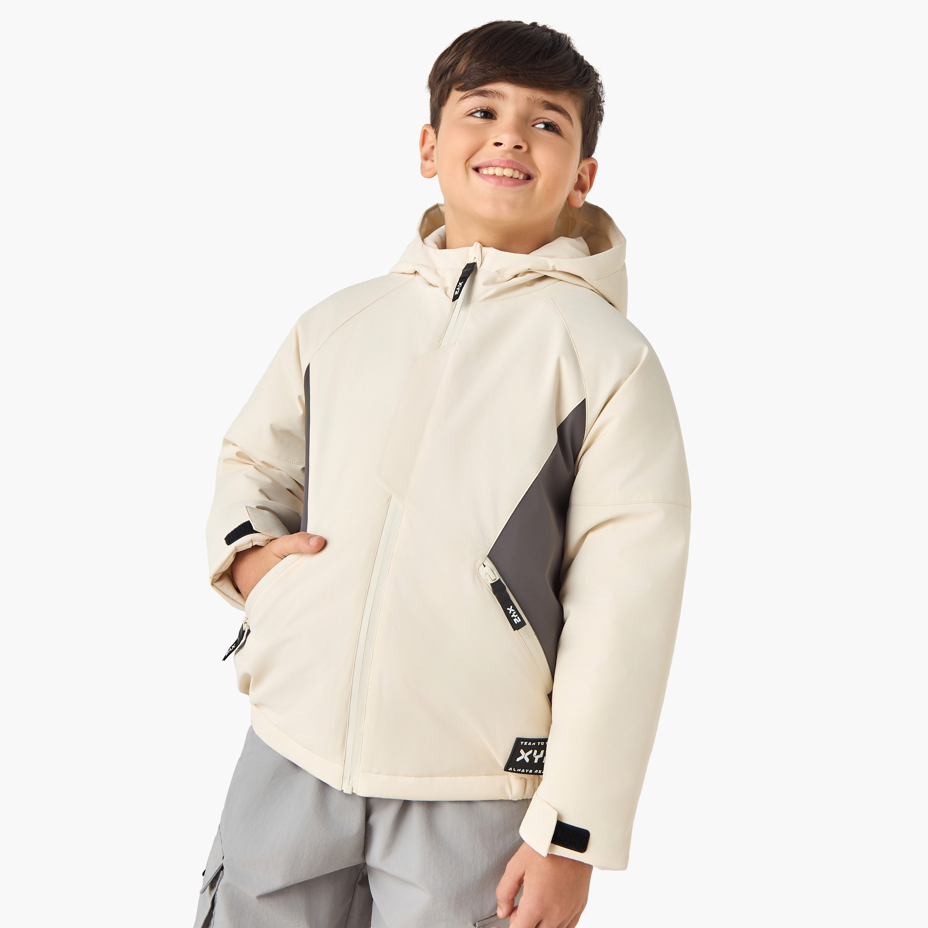 XYZ Solid Hooded Jacket with Pockets-boys-clothing-jacketsandcoats-image-1